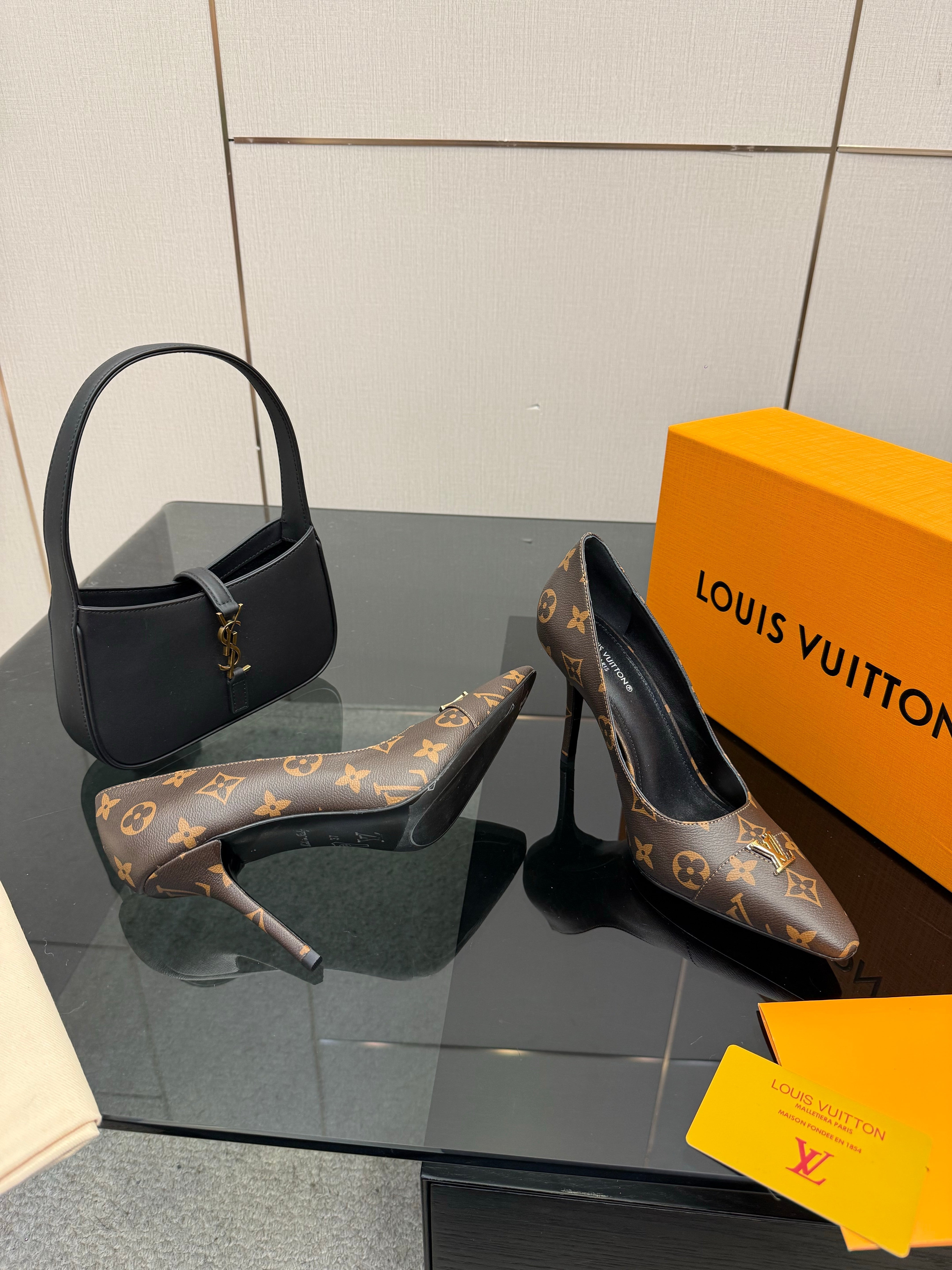 LV 26ss Heel Pump 90 Brown Monogram Calfskin 629632