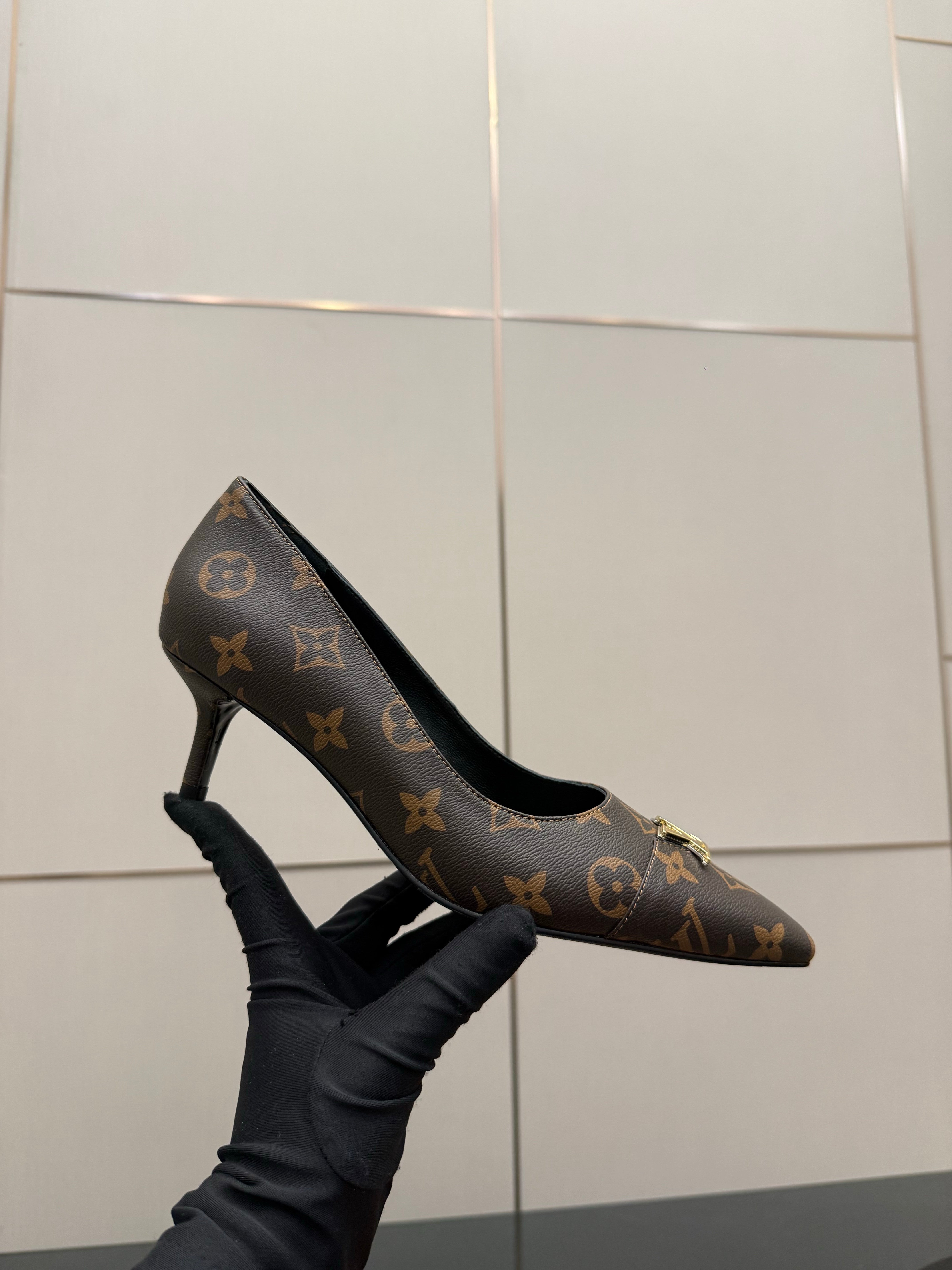 LV 26ss Heel Pump 55 Brown Monogram Calfskin 629633