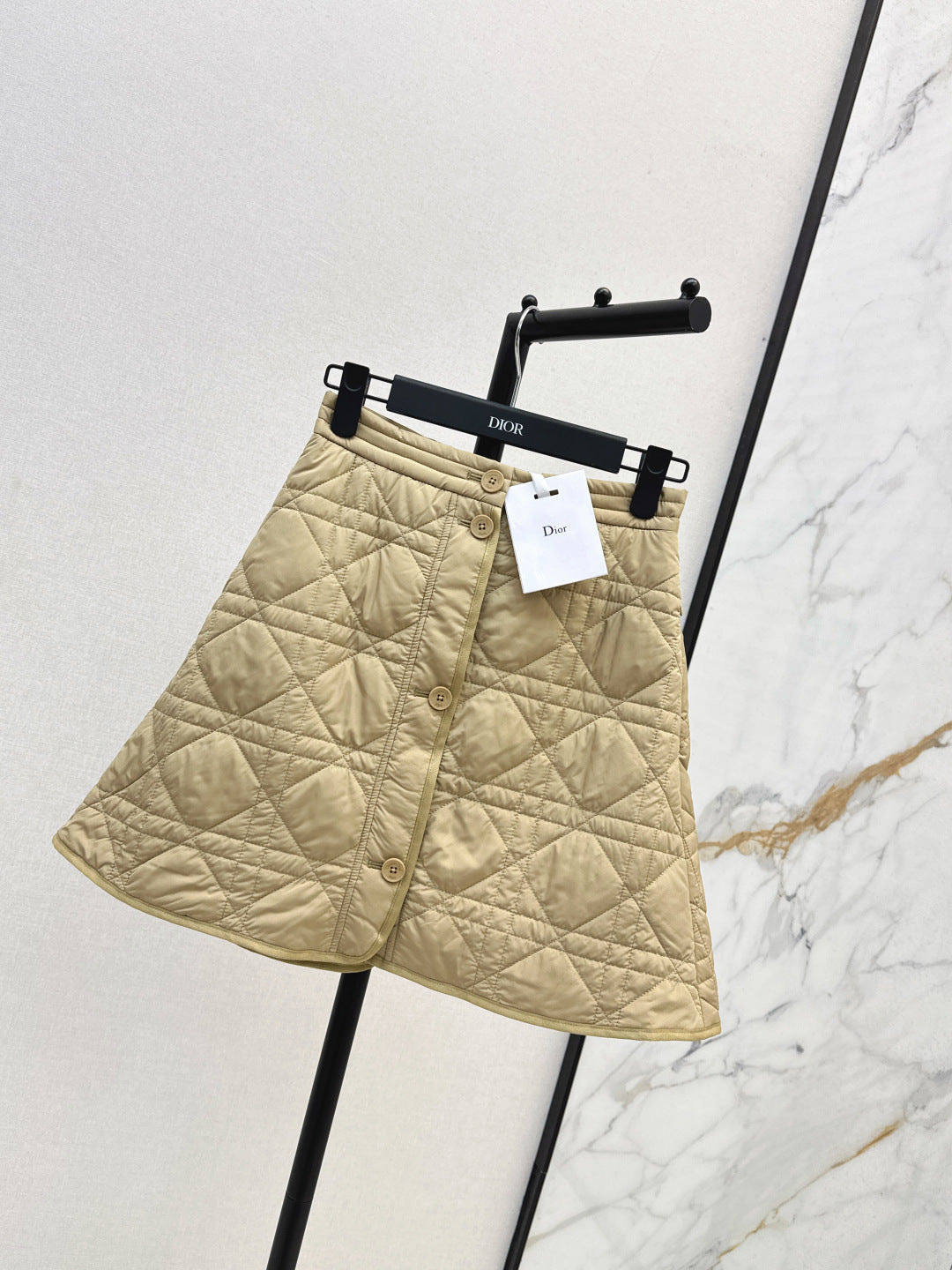 CD 25 Plaid Quilted Lapel Set Beige Cotton