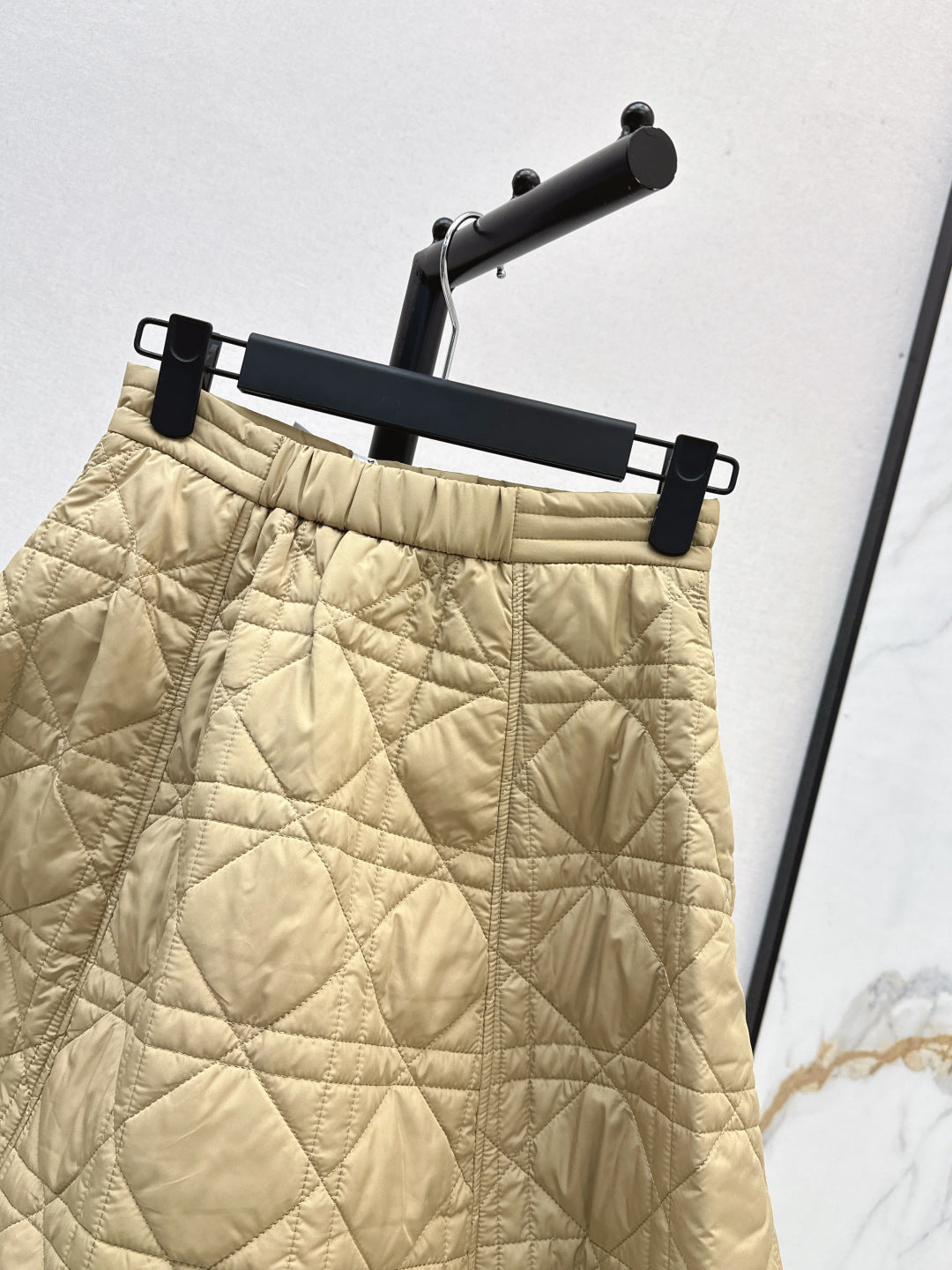 CD 25 Plaid Quilted Lapel Set Beige Cotton