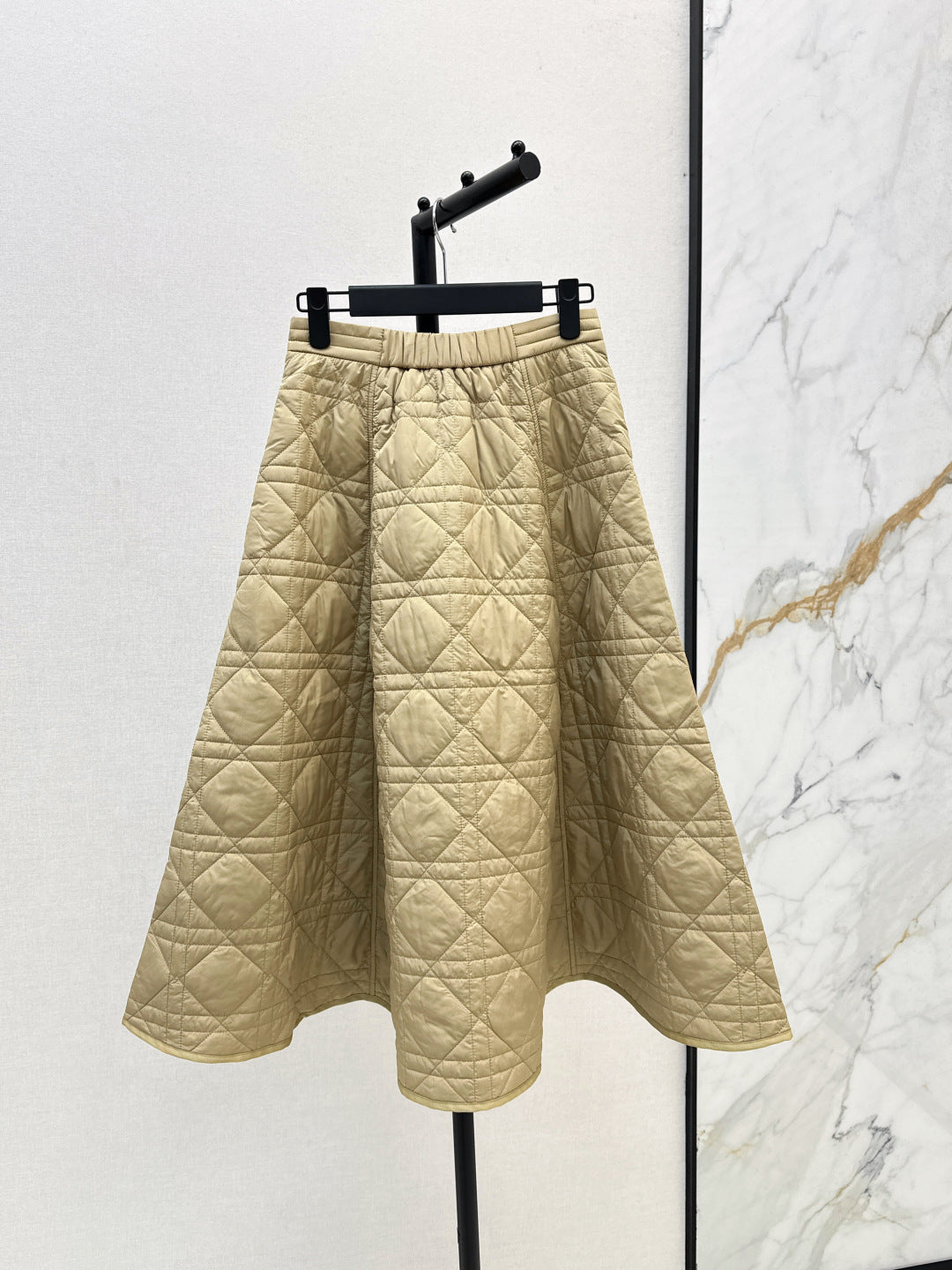 CD 25 Plaid Quilted Lapel Set Beige Cotton