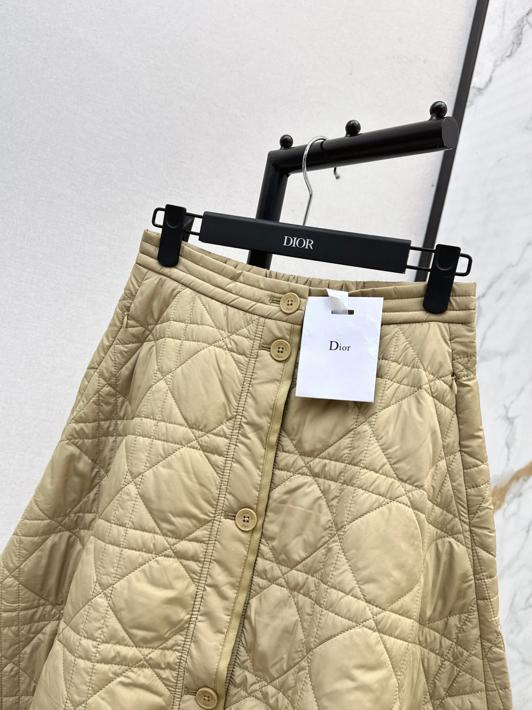 CD 25 Plaid Quilted Lapel Set Beige Cotton