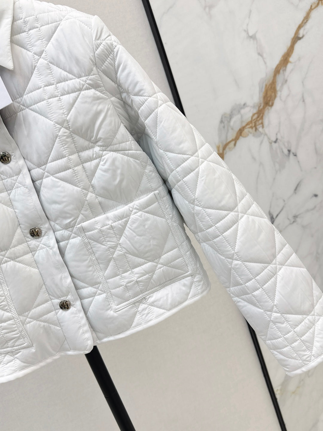 CD 25 Plaid Quilted Lapel Set White Cotton