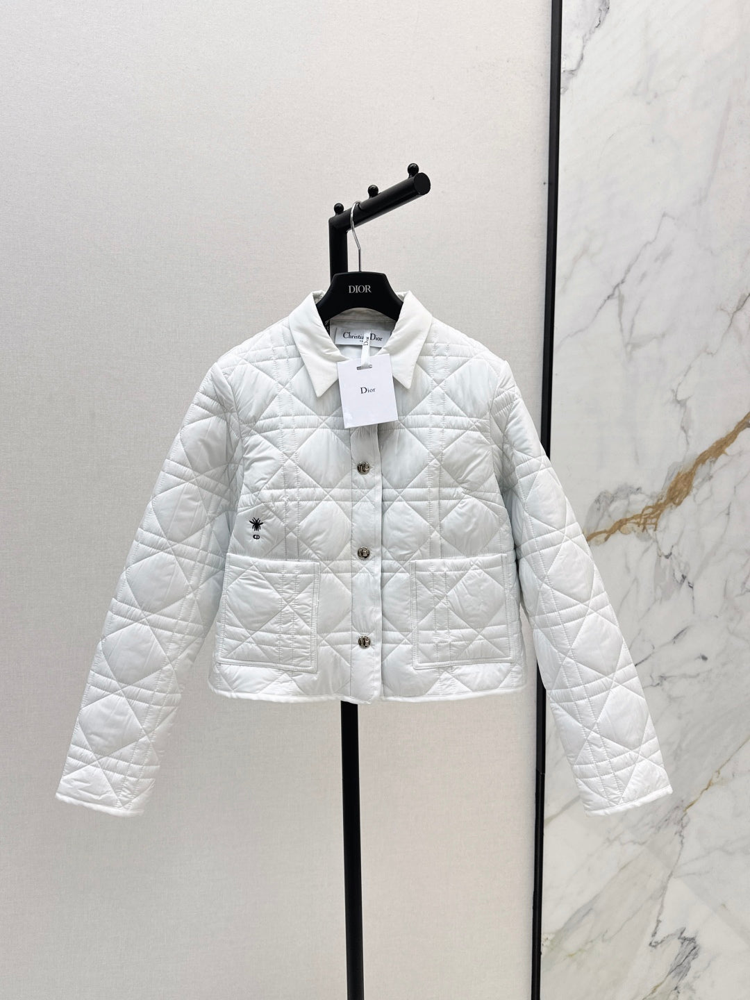 CD 25 Plaid Quilted Lapel Set White Cotton