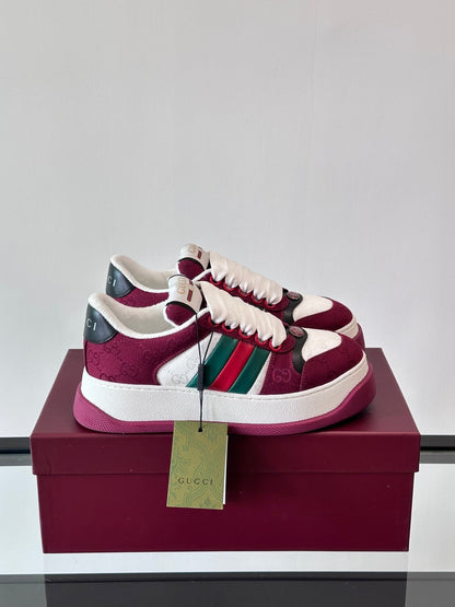 GG Men's Screener Sneaker Red White Canvas 524667