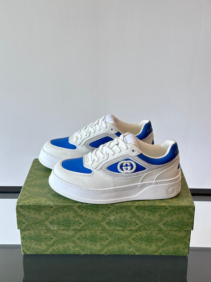 GG Men's Sneaker White Blue Cowhide 535206