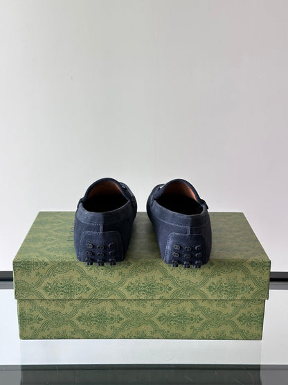 GG Men's Horsebit Loafer Navy Blue Suede 543472