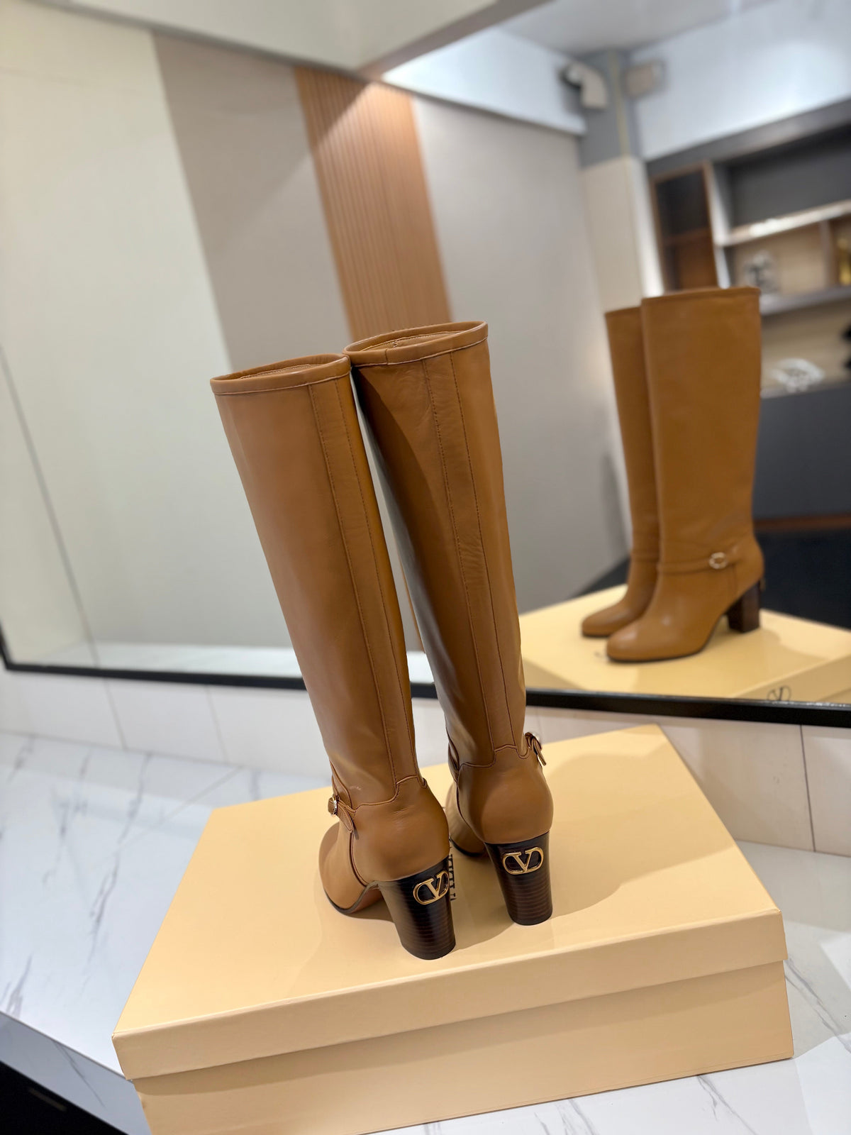 Valentino 2025 Pattie High Boot Brown Calfskin 560742