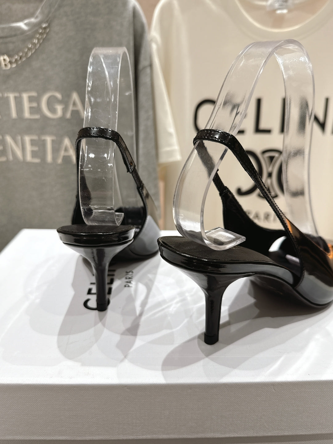 Celine 25C Slingback Pump Black Sheepskin 236774