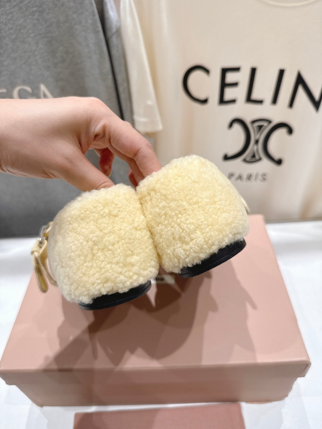 MiuMiu 25 Ballet Flat Yellow Lambskin Wool 535594