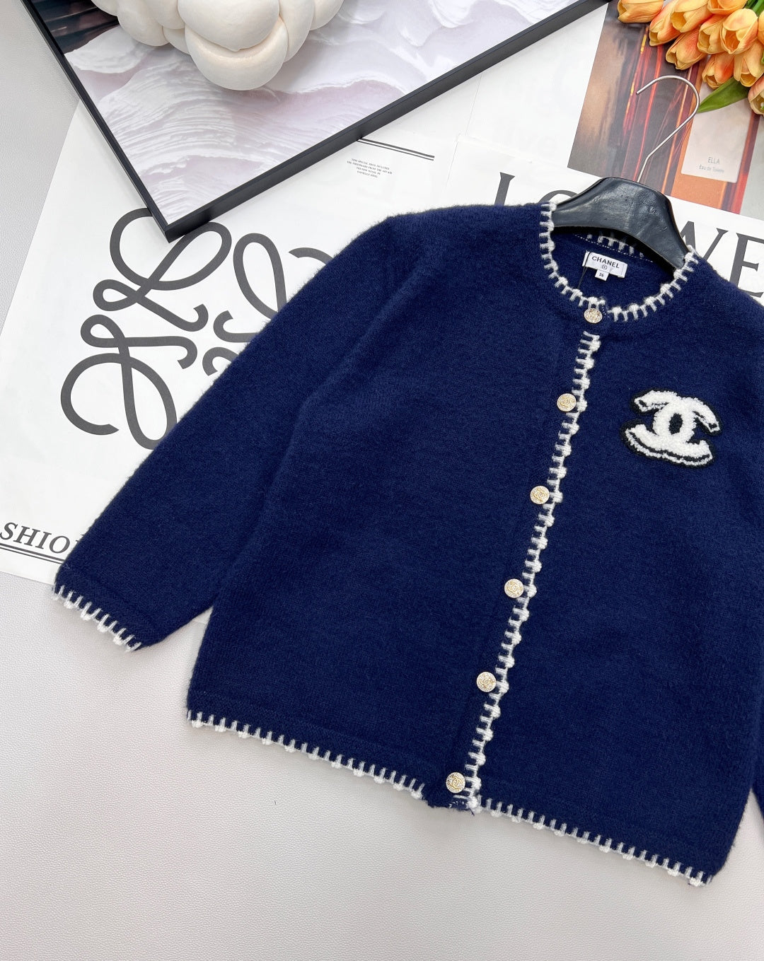 CC 26 Knit Cardigan Navy Blue Wool Cashmere 785151