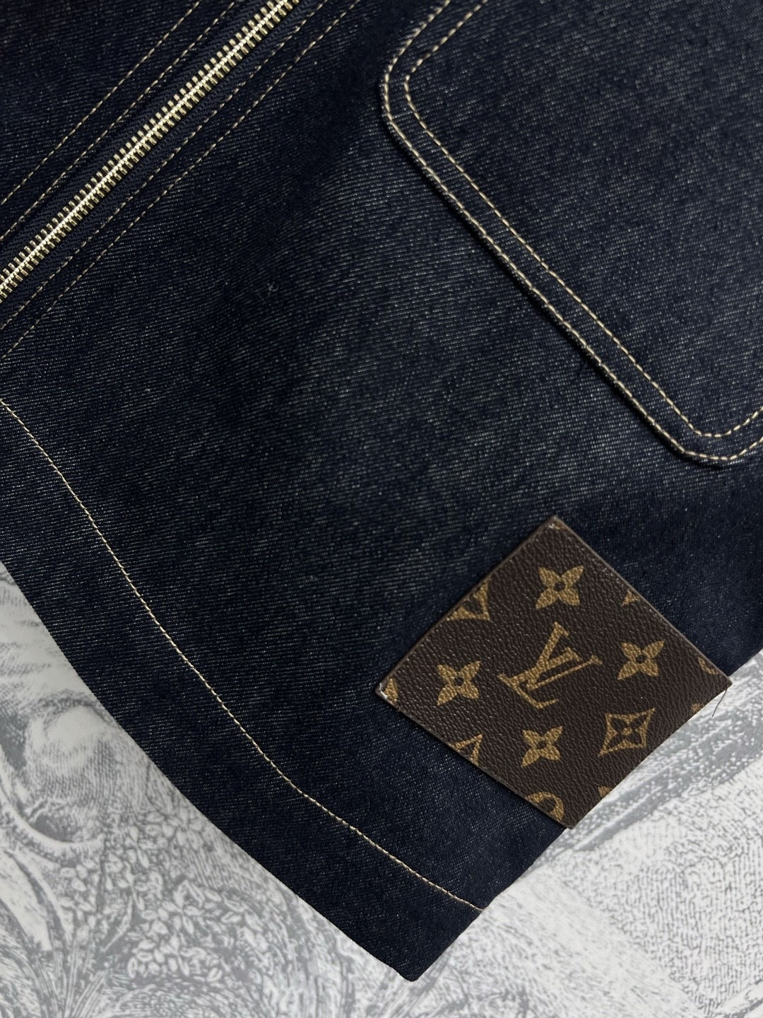 LV 25 Denim Skirt Black Cotton