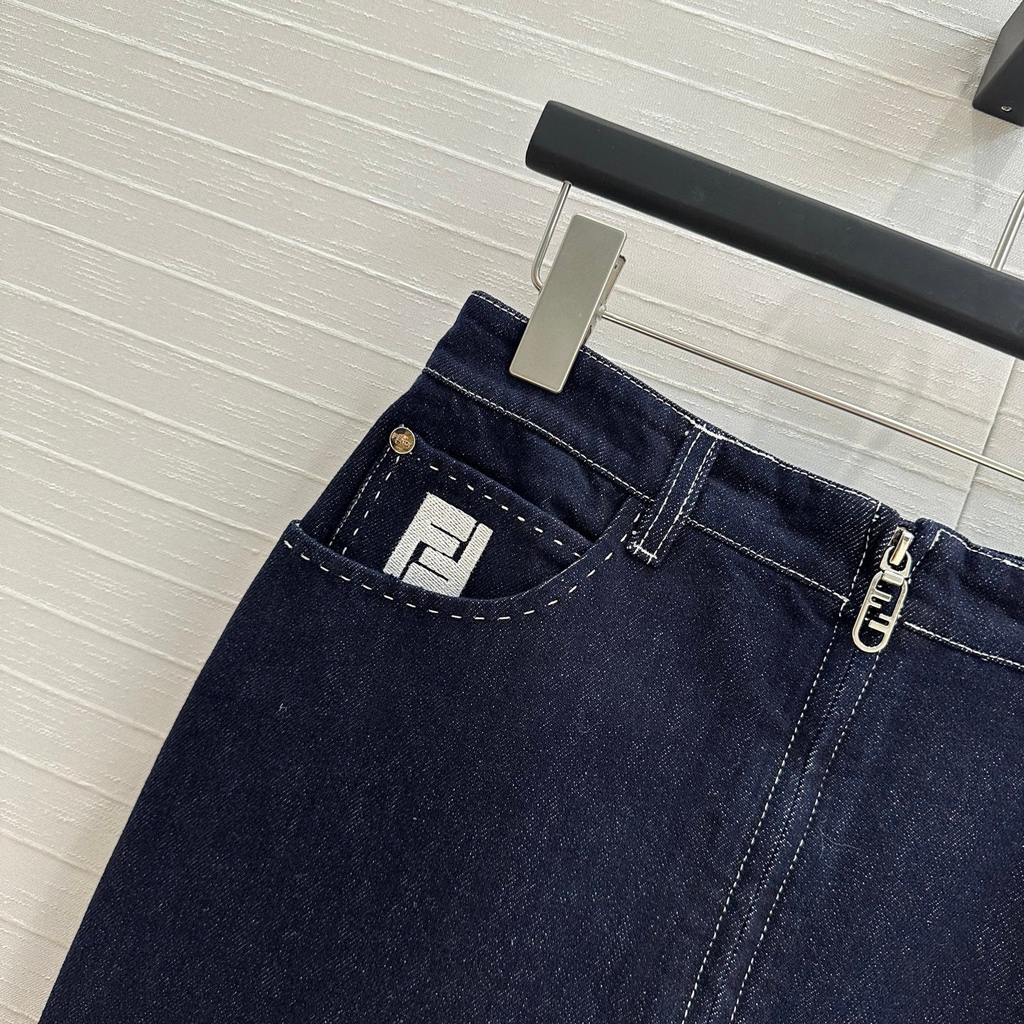 Fendi 25 Denim Skirt Dark Blue Cotton