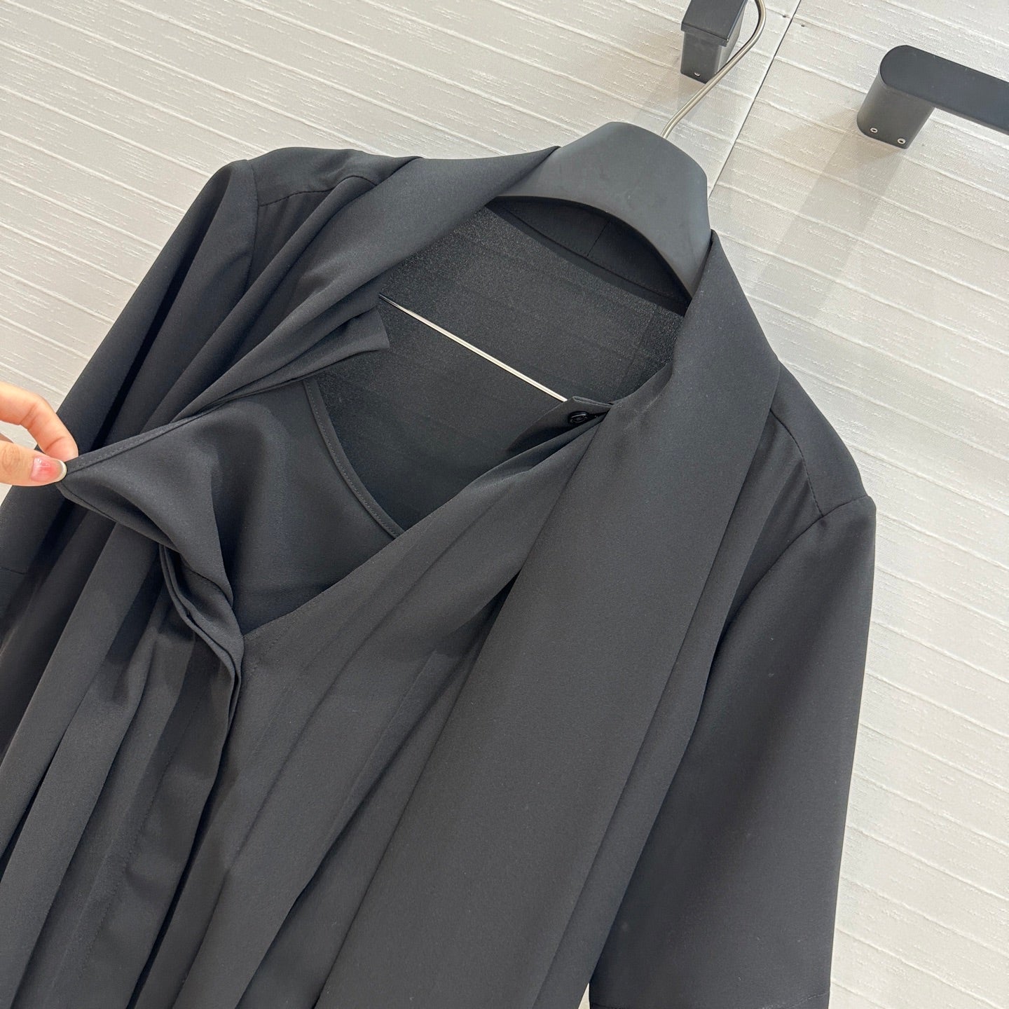 LV 25 Palace Style Short-Sleeved Dress Black Polyester