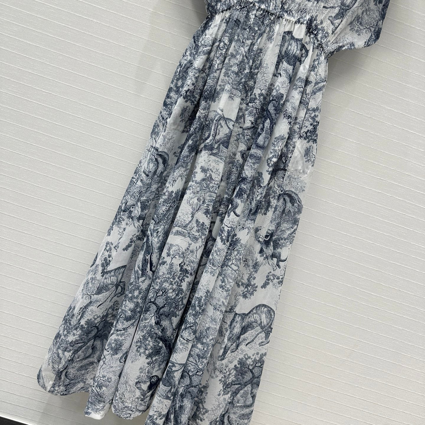 CD 25 Boat Neck Long Skirt Blue White Cotton