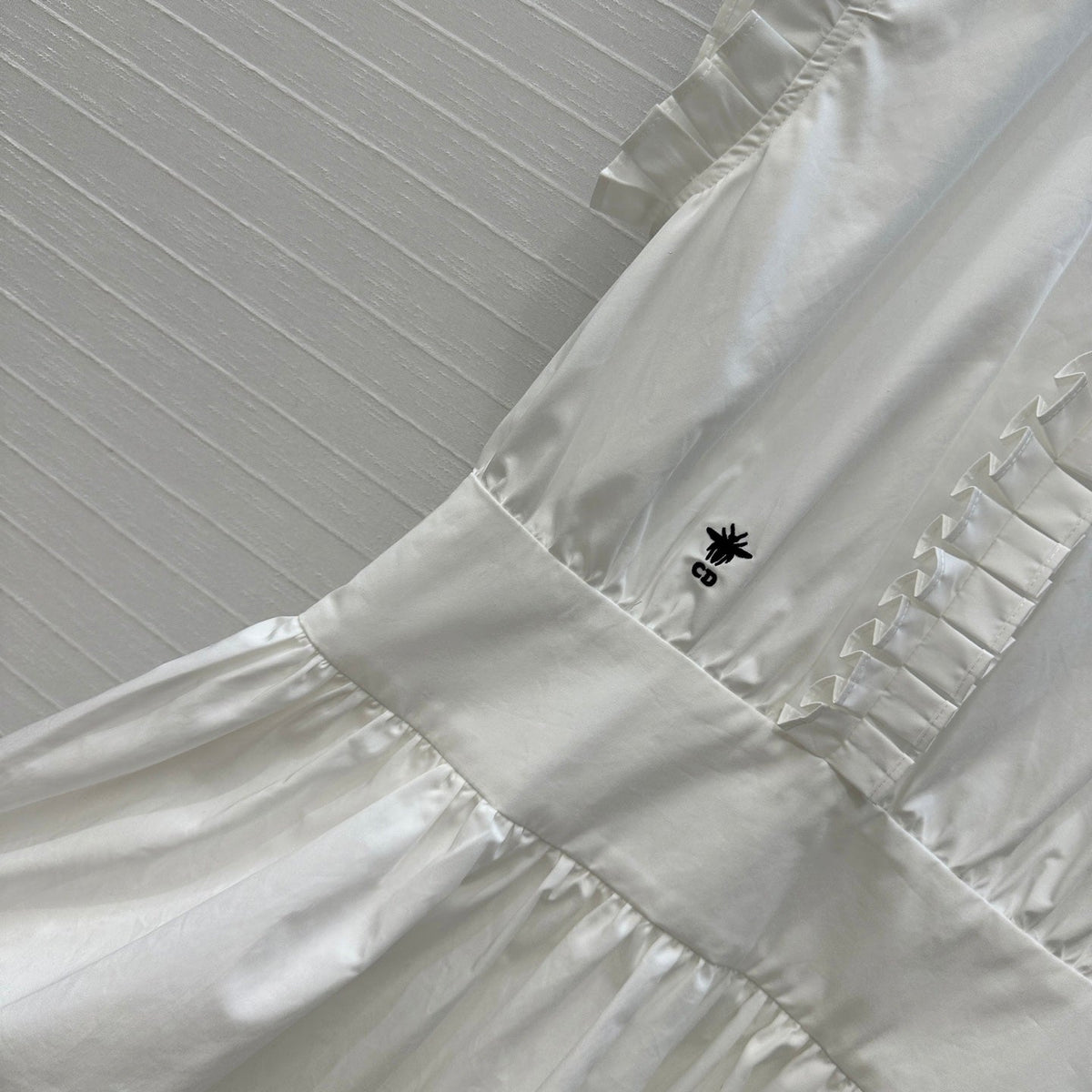 CD 25 Ruffle Sleeve Dress White Cotton
