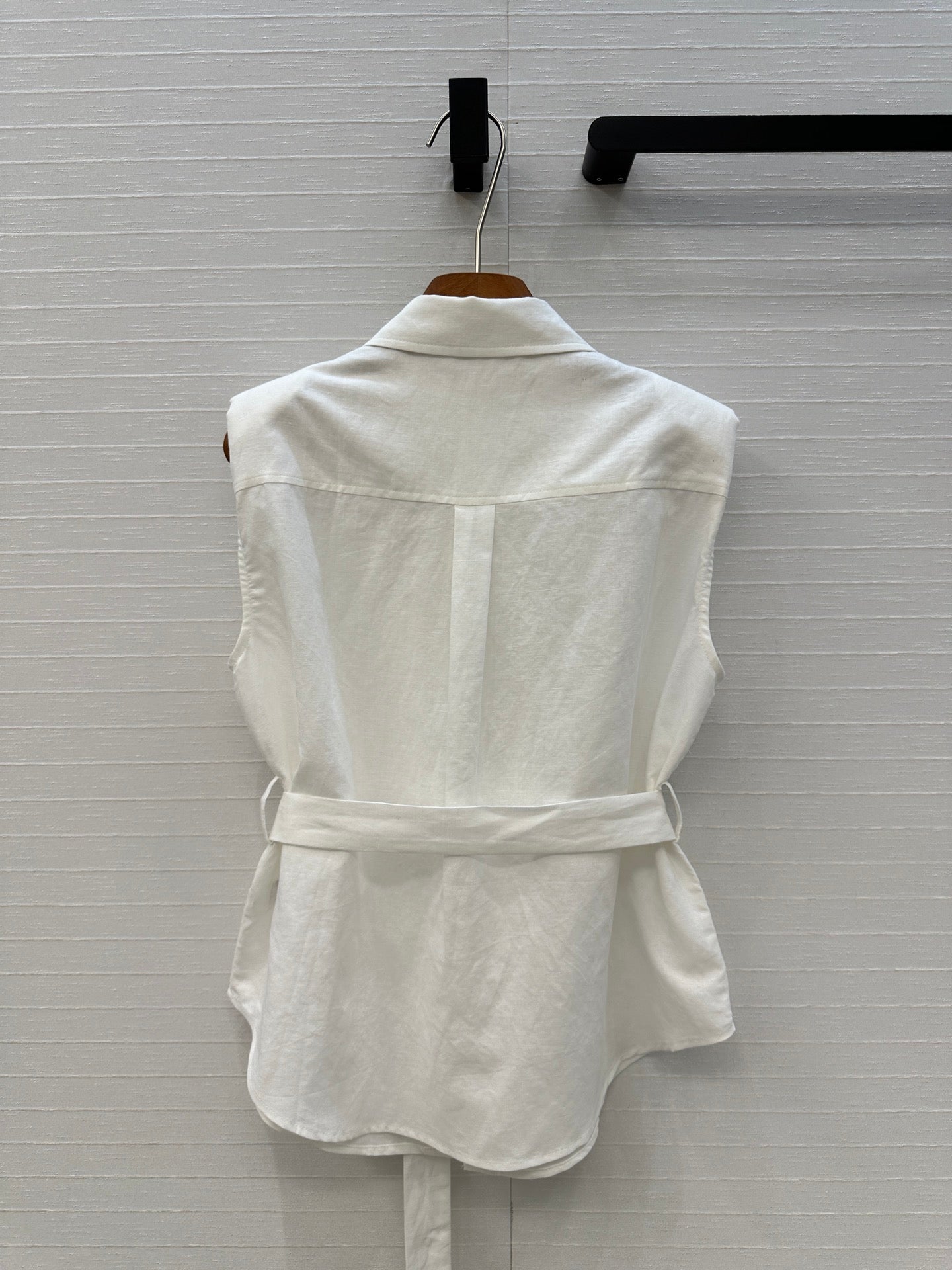 Loewe 25 Lace-up Waist Sleeveless Shirt White  Linen