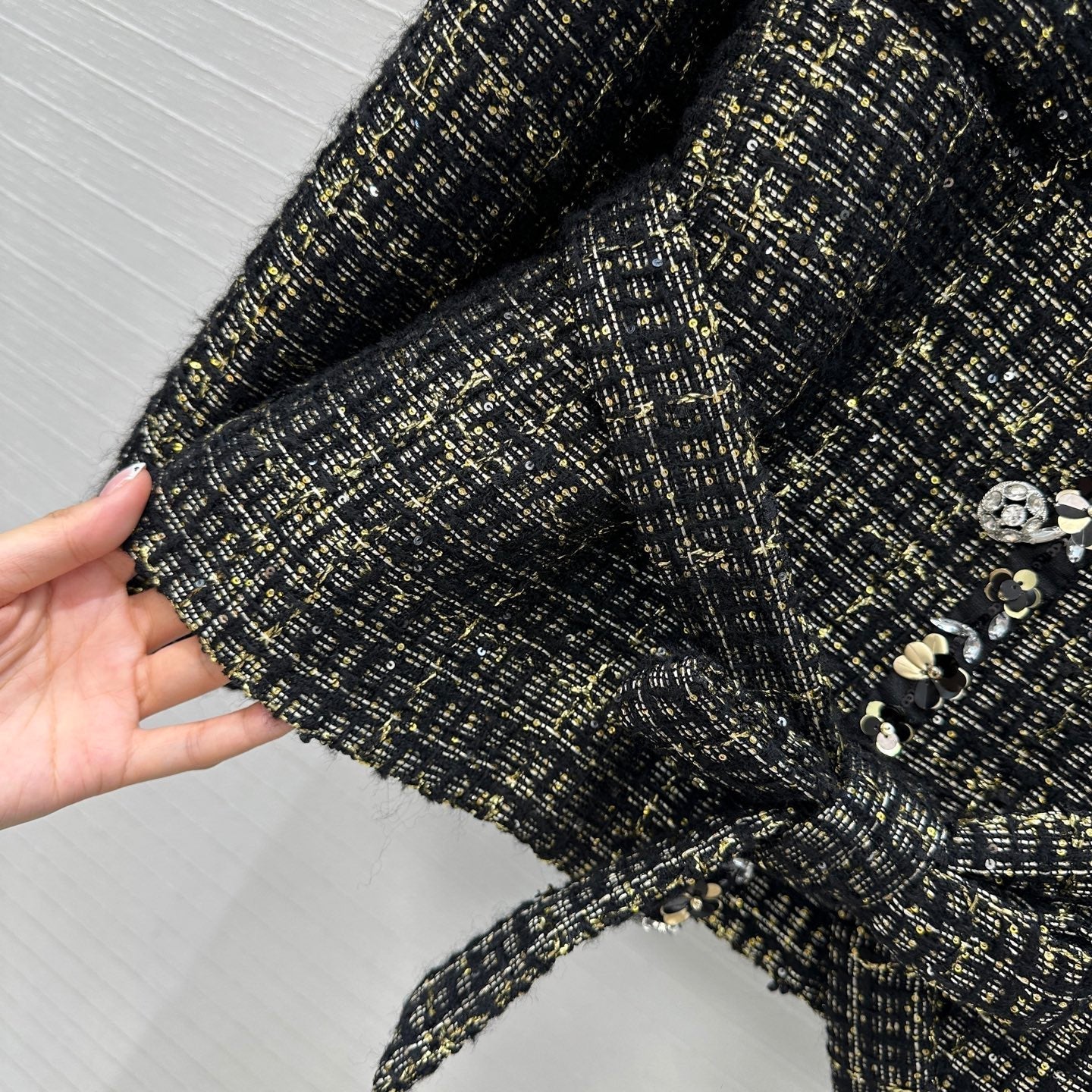 CC 25 Tweed Jacket Black Wool Polyamide