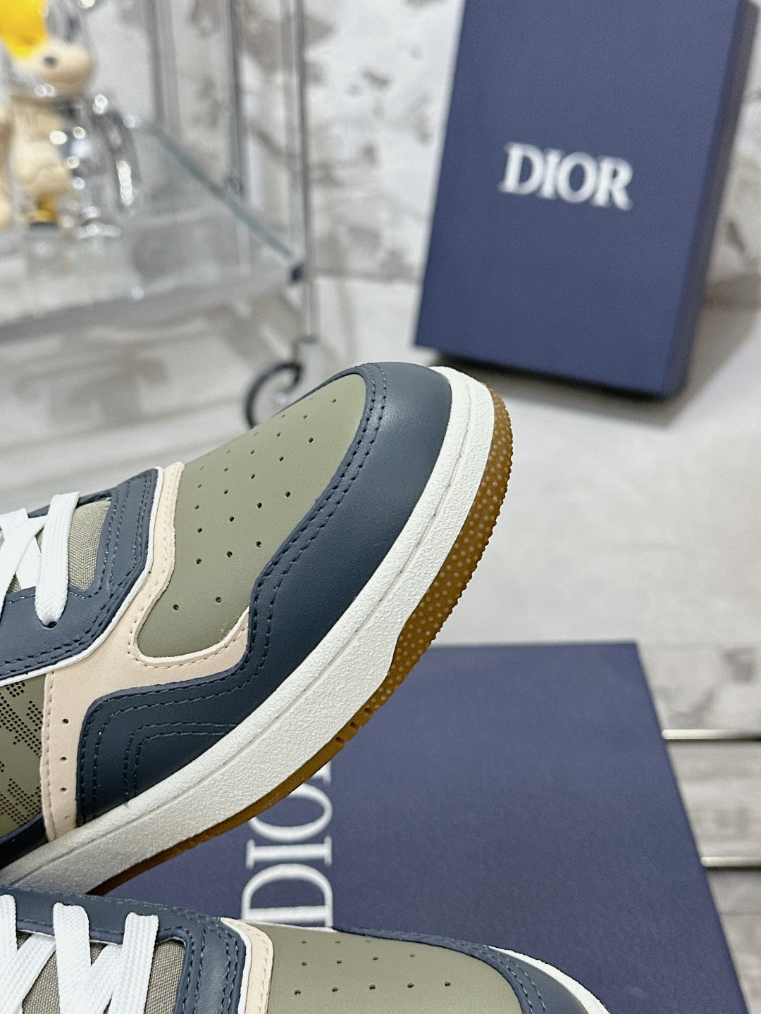 CD B27 Low-Top Sneaker 30mm In Charcoal Blue Monogram Calfskin 100787