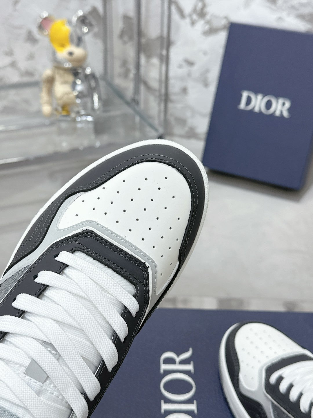 CD B27 Low-Top Sneaker 30mm In Grey Black Monogram Calfskin  100801