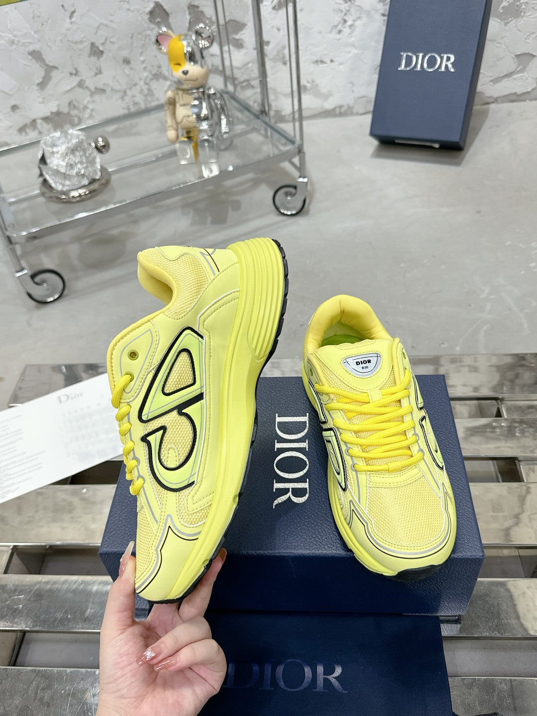 CD B30 Sneaker 35mm In Yellow Mesh Fabric 100642