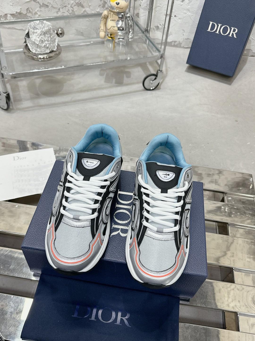 CD B30 Sneaker 35mm In Grey Black Mesh Fabric 100650
