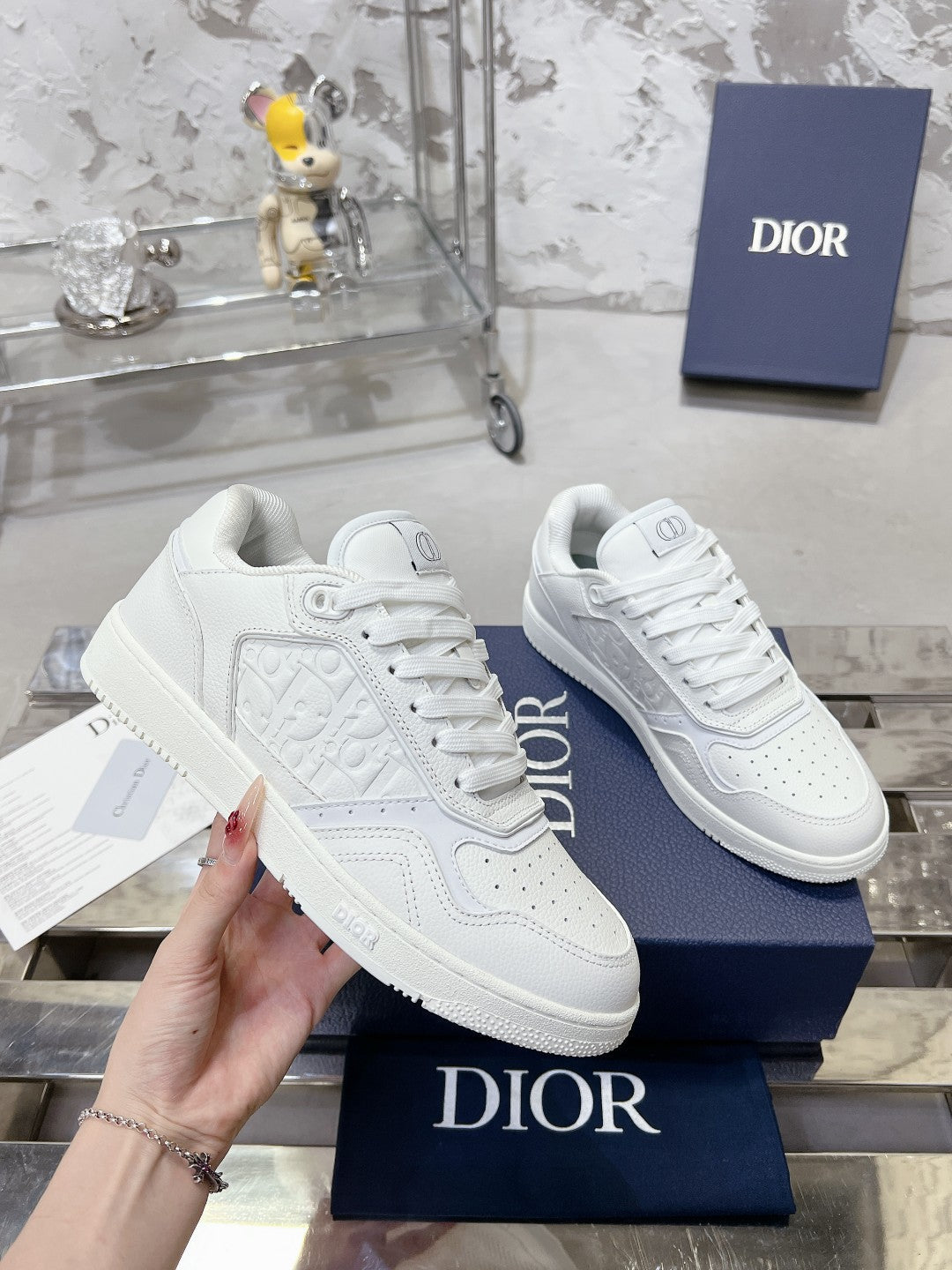 CD B27 Sneaker 30mm In White Calfskin 100629