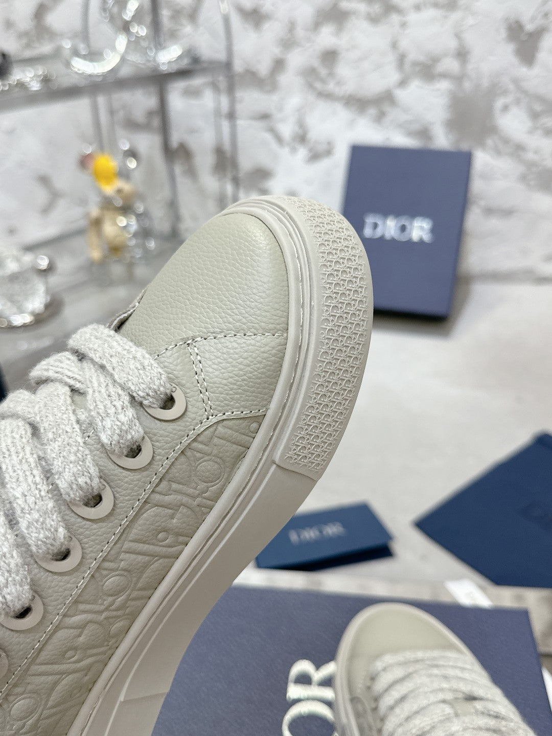CD B33 Sneaker 30mm In Light Grey Monogram Calfskin 100558