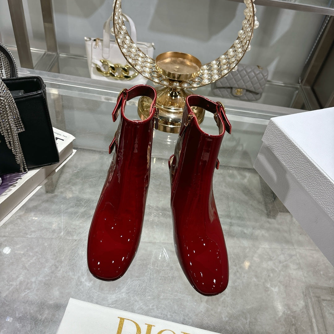 D-Idole Heeled Ankle Boot In Red Glossy Lambskin 996442