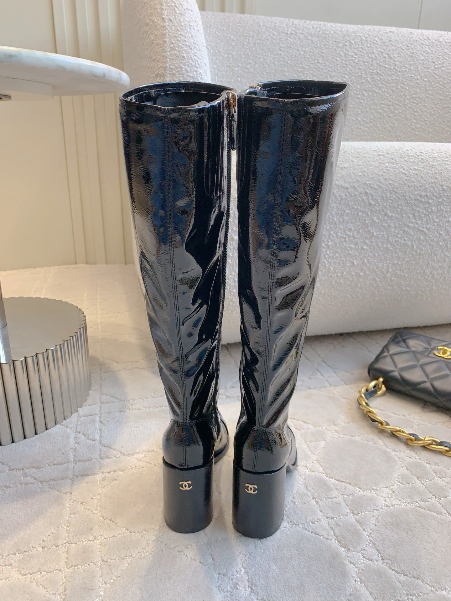 CC 25 Heeled Long Boot Black Patent Leather 516683
