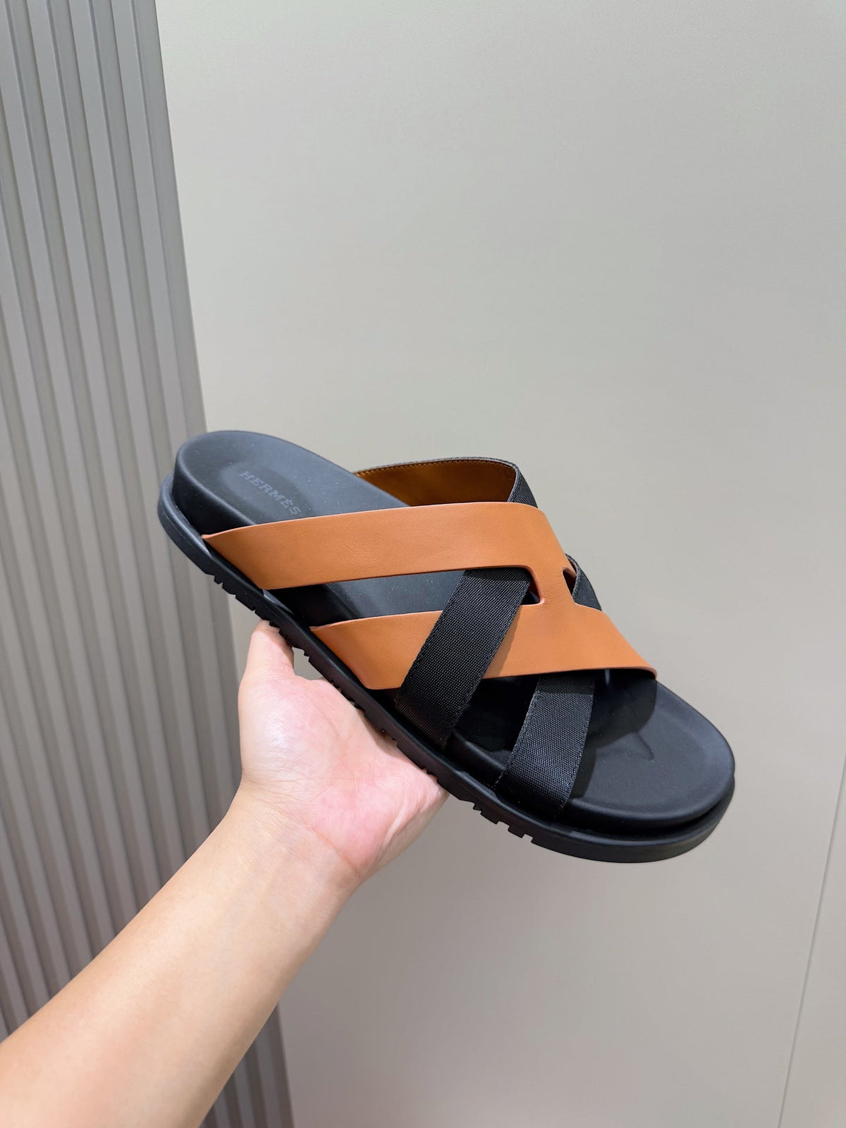 HM Men's Kazimir Slide Brown Back Calfskin 562769