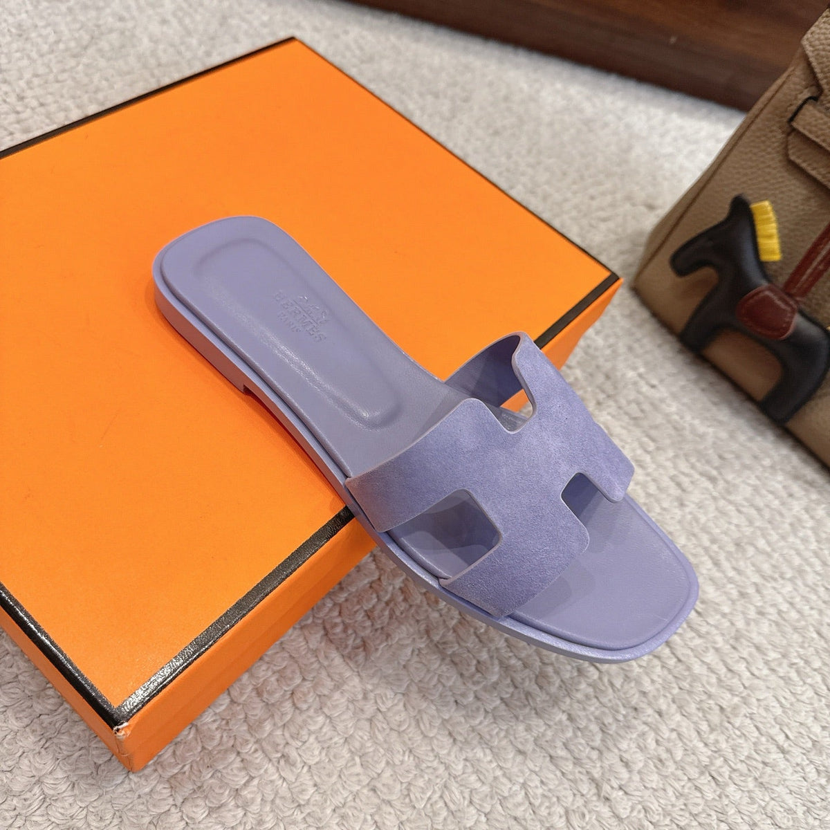 Hermes Oran Sandal Purple Suede Cowhide 598539