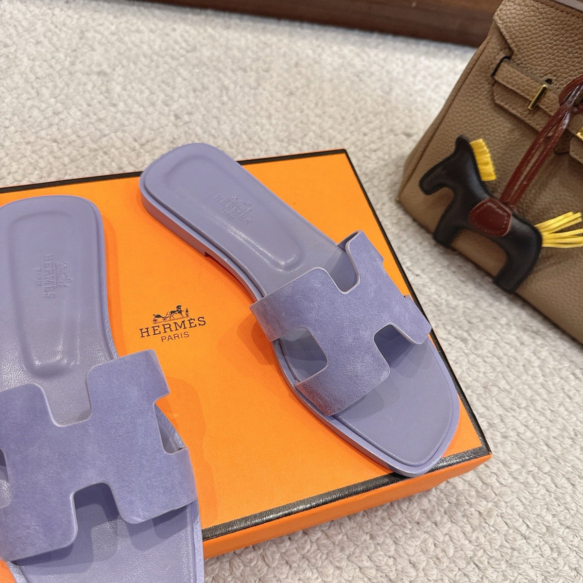 Hermes Oran Sandal Purple Suede Cowhide 598539