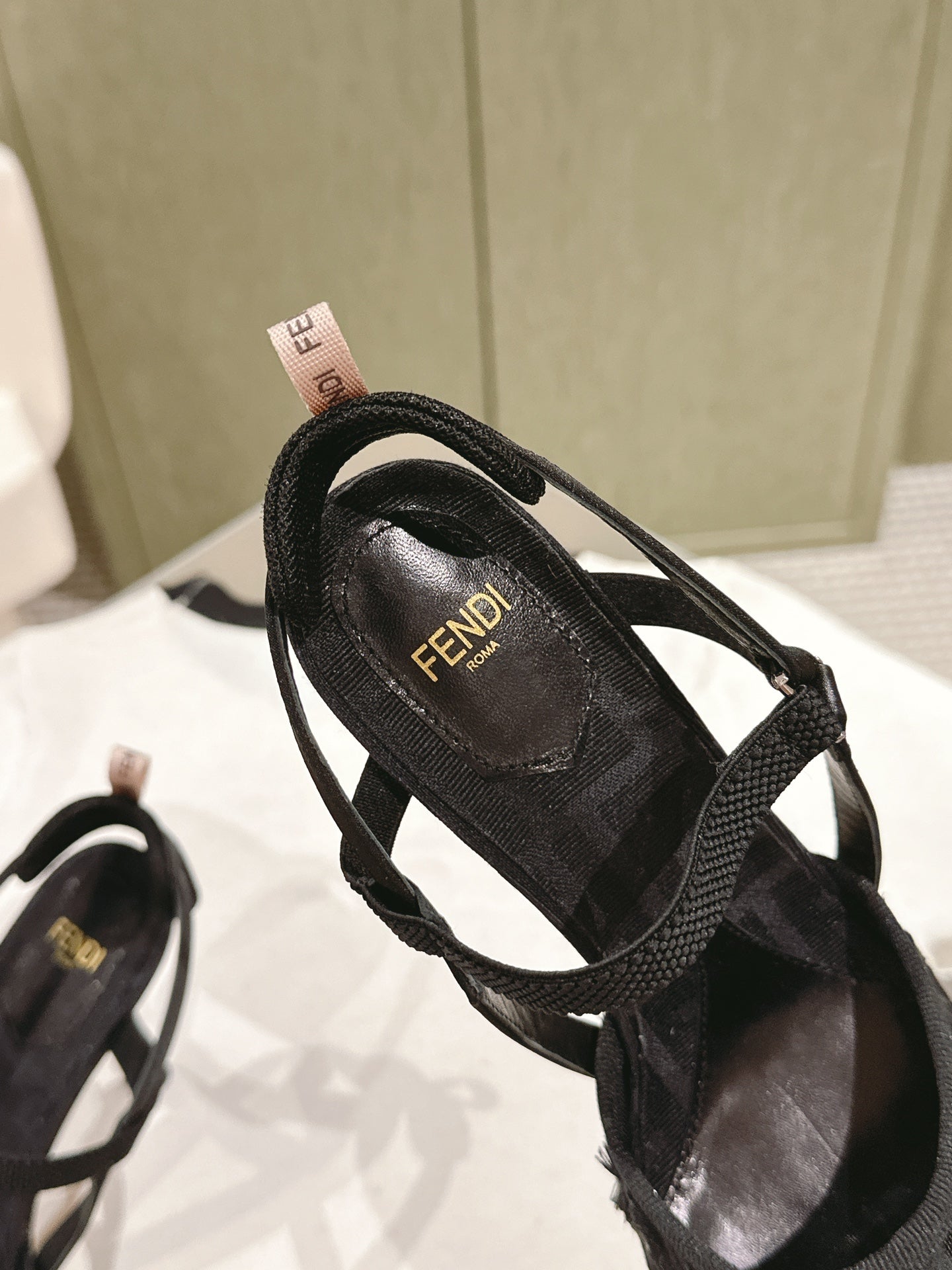 FENDI COLIBRÃŒ HIGH-HEELED SLINGBACKS 75MM IN BLACK FABRIC