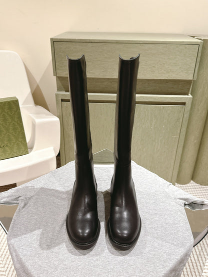 Gucci Riding Long Boot Black Sheepskin 484877
