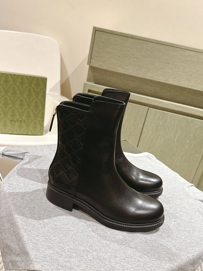 Gucci Riding Ankle Boot Black Sheepskin 484878