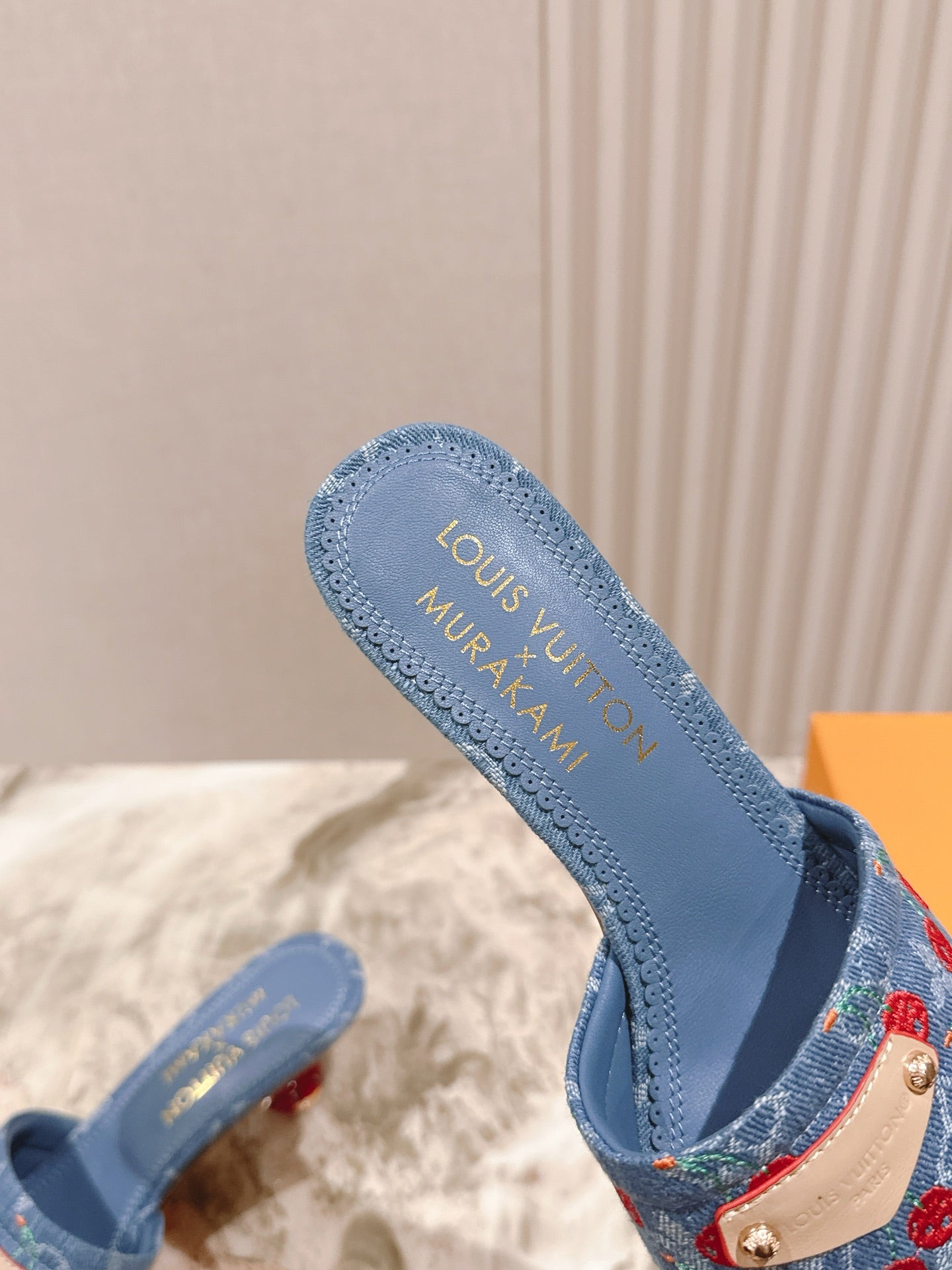 LV 26ss Slippers 45 Blue Denim Leather 656924