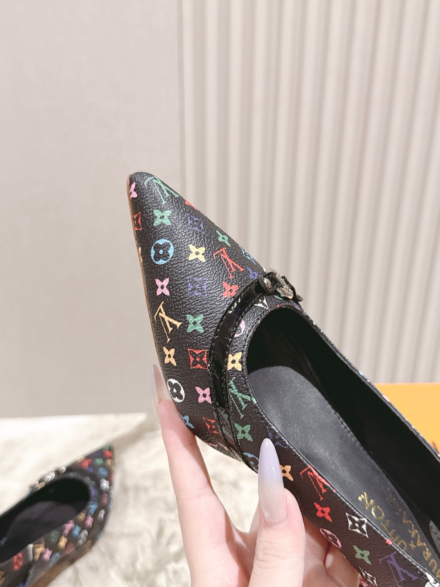 LV 26ss Slingback 45 Black Multicolor Cowhide 656934