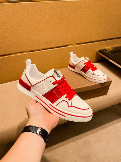 GG Men's Sneaker White Red Cowhide 671710