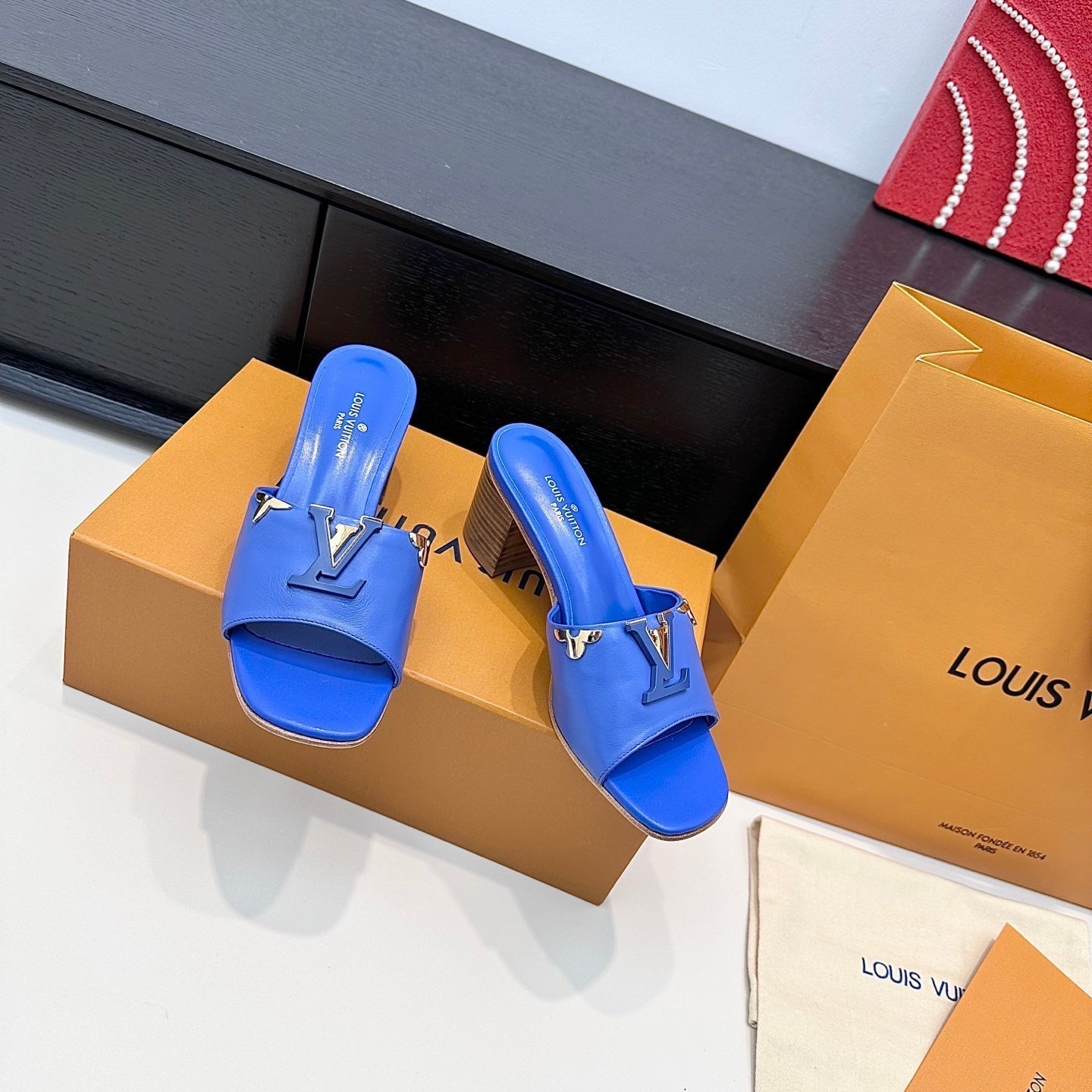 LV 26s High Heels 65 Sandals Cobalt Blue Calfskin 622402