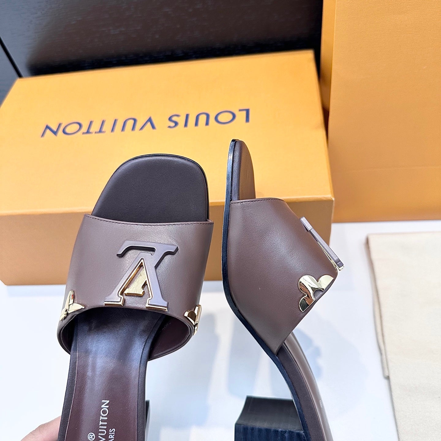LV 26s High Heels 65 Sandals Chocolate Brown Calfskin 622404