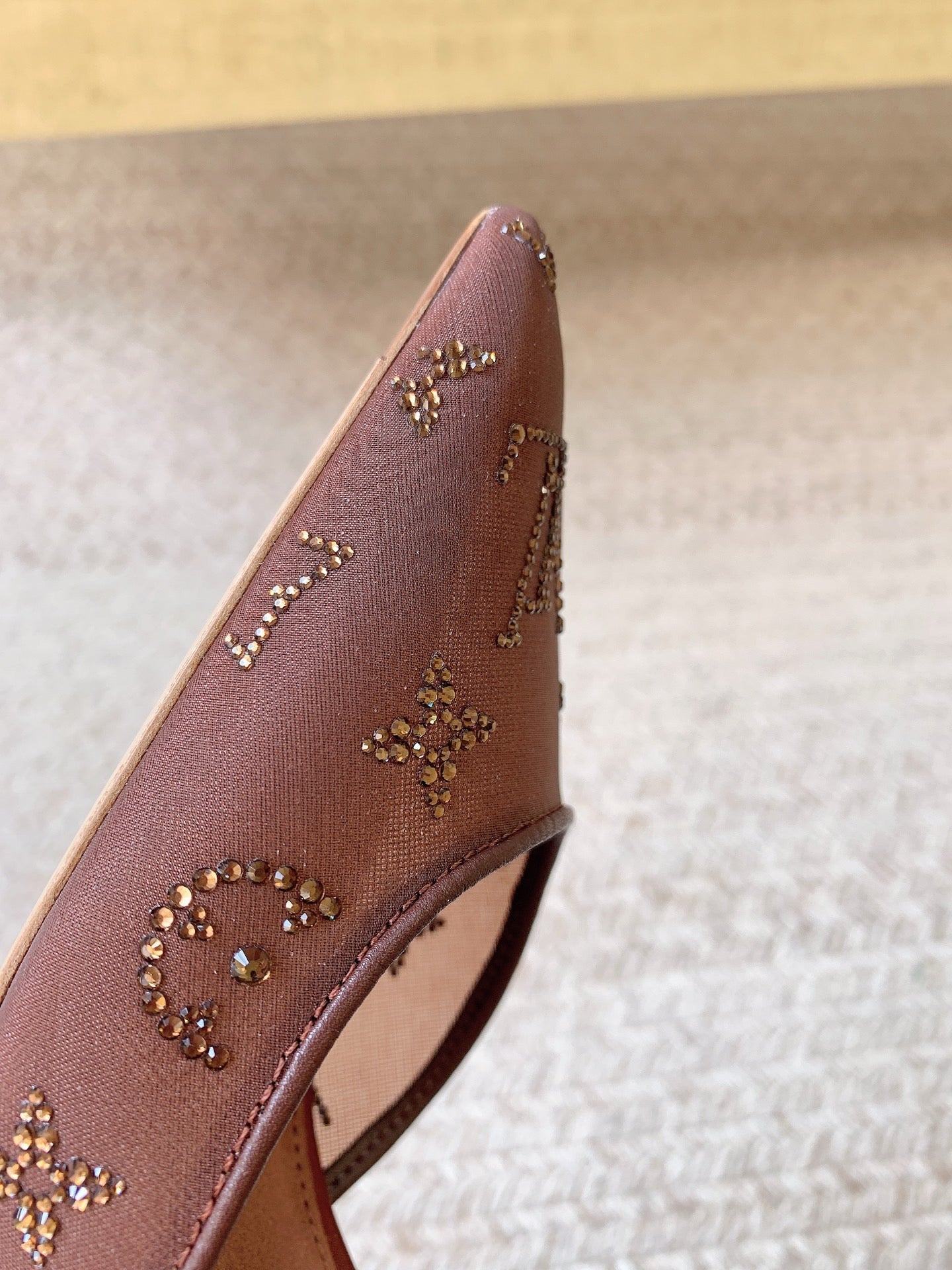 LV 26ss Slingback Reddish Brown Mesh Leather 669993 669991