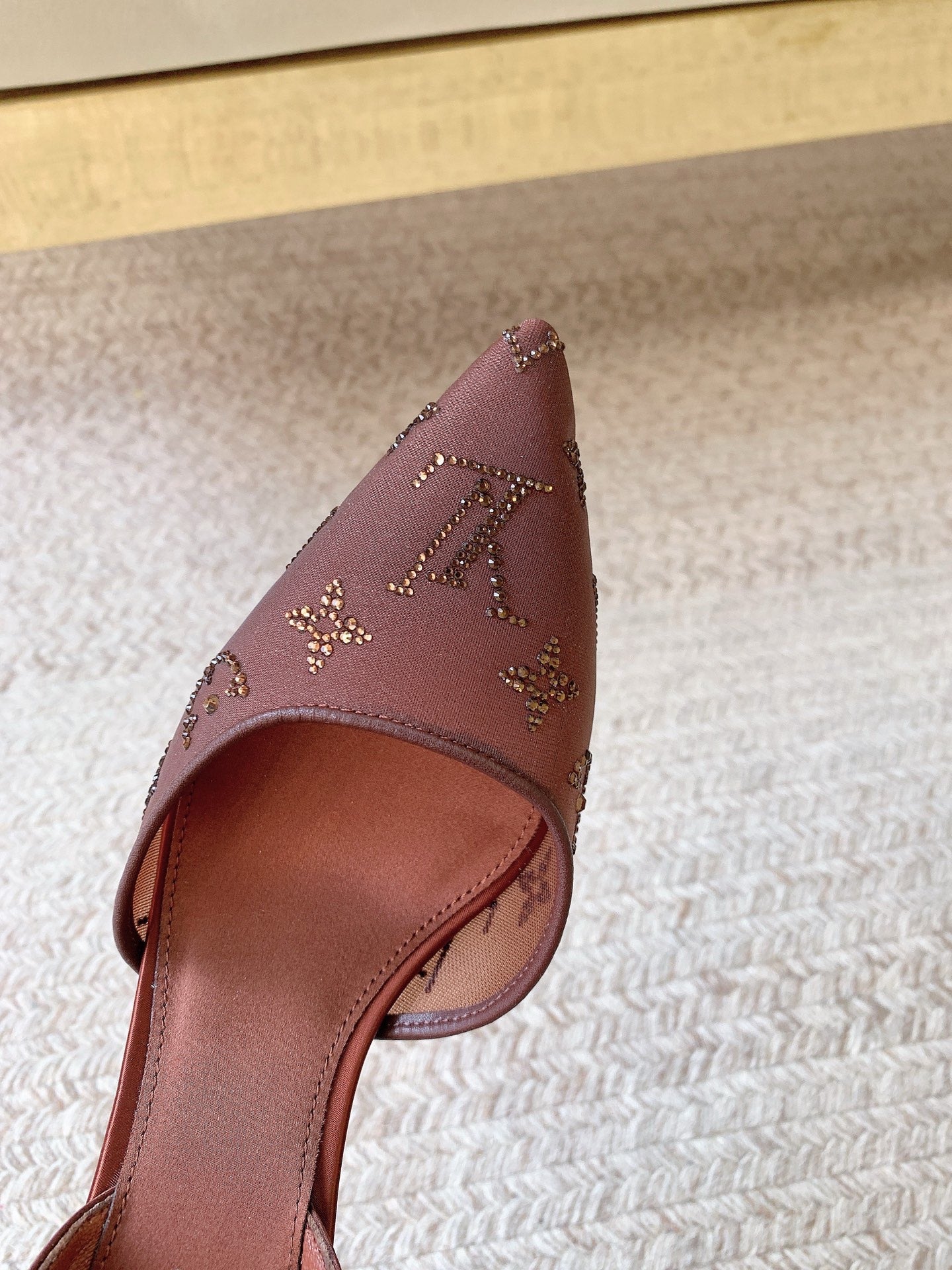 LV 26ss Slingback Reddish Brown Mesh Leather 669993 669991