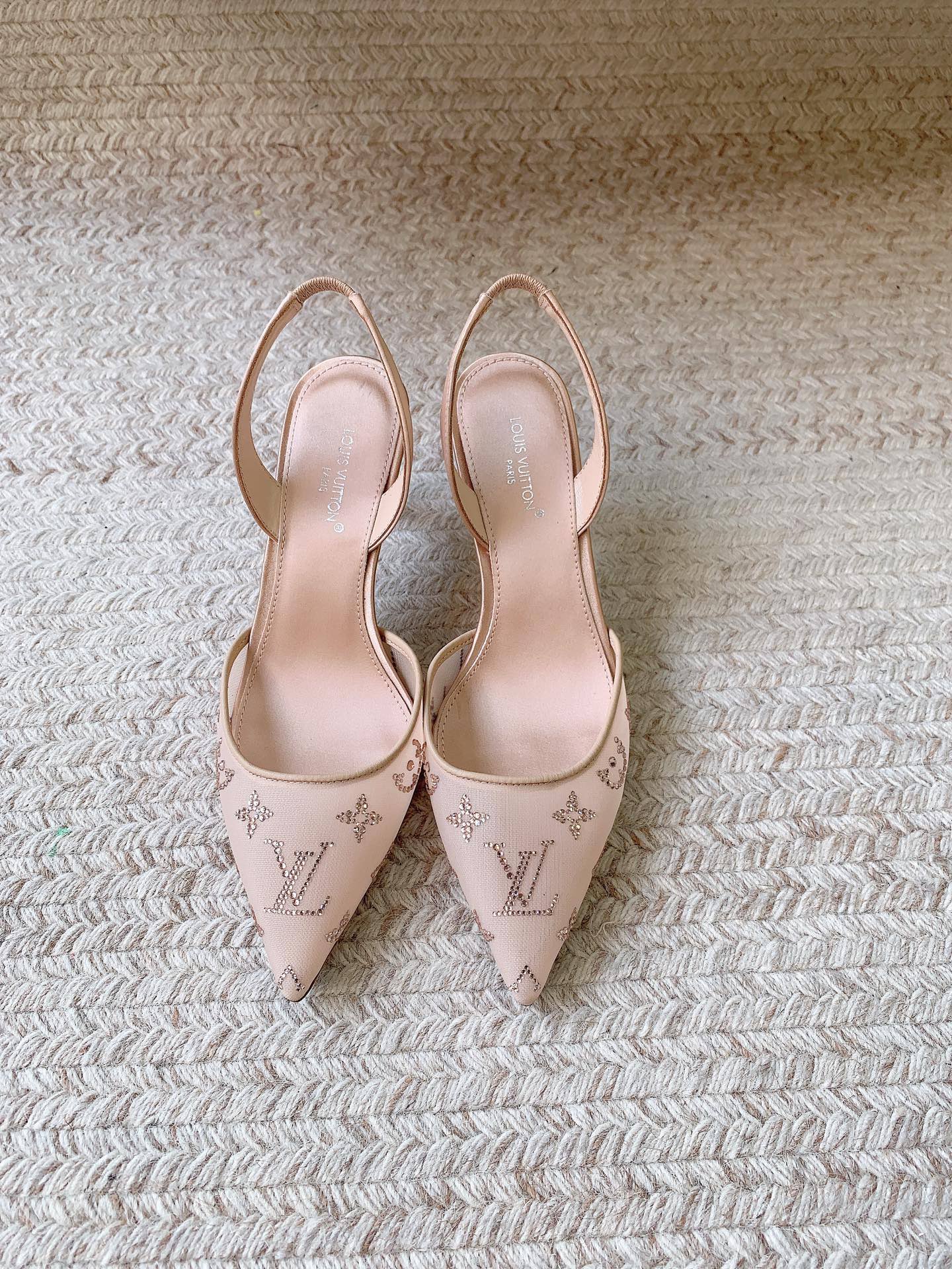LV 26ss Slingback Beige Mesh Leather 669993