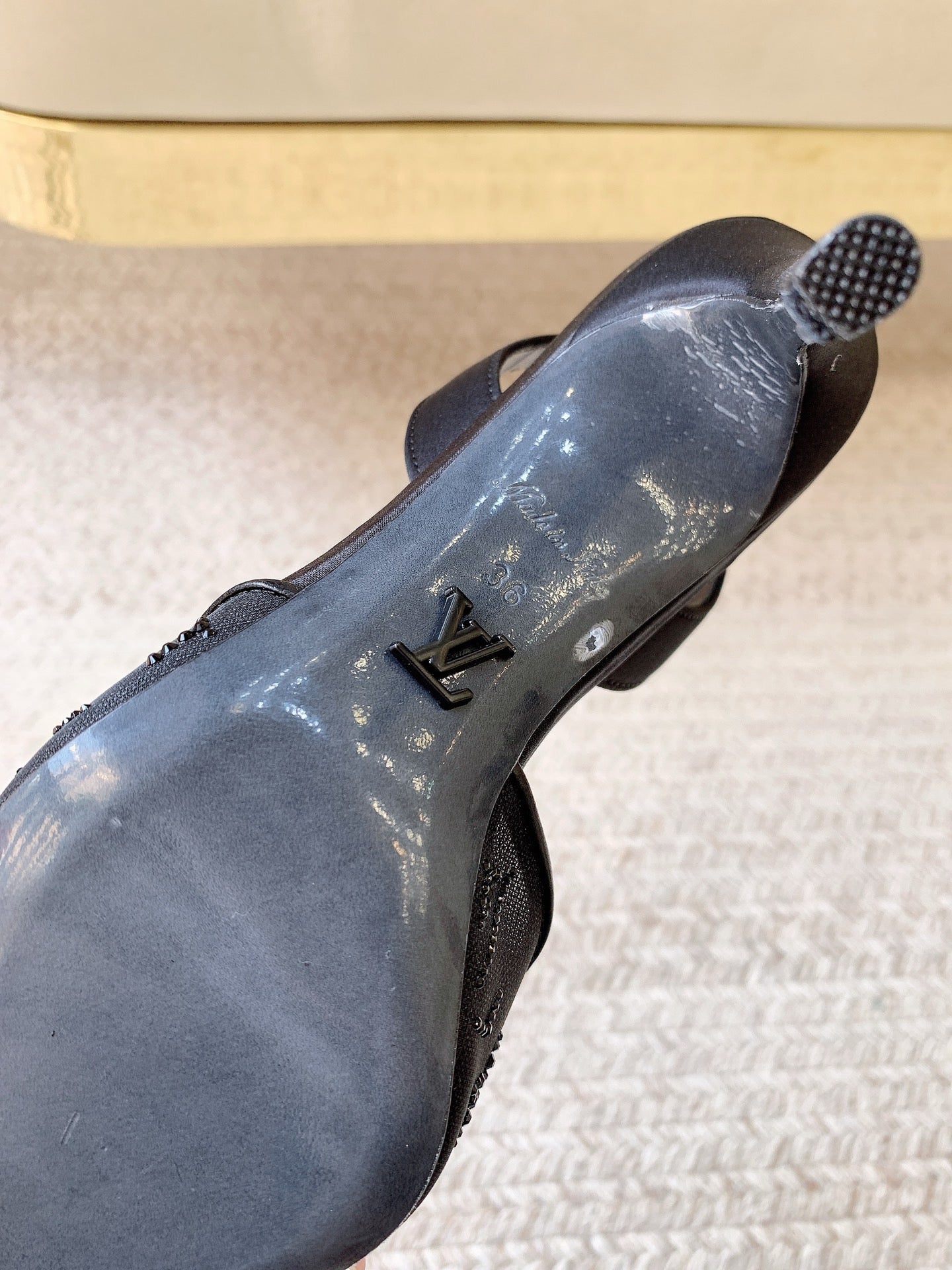 LV 26ss Slingback Black Mesh Leather 669996