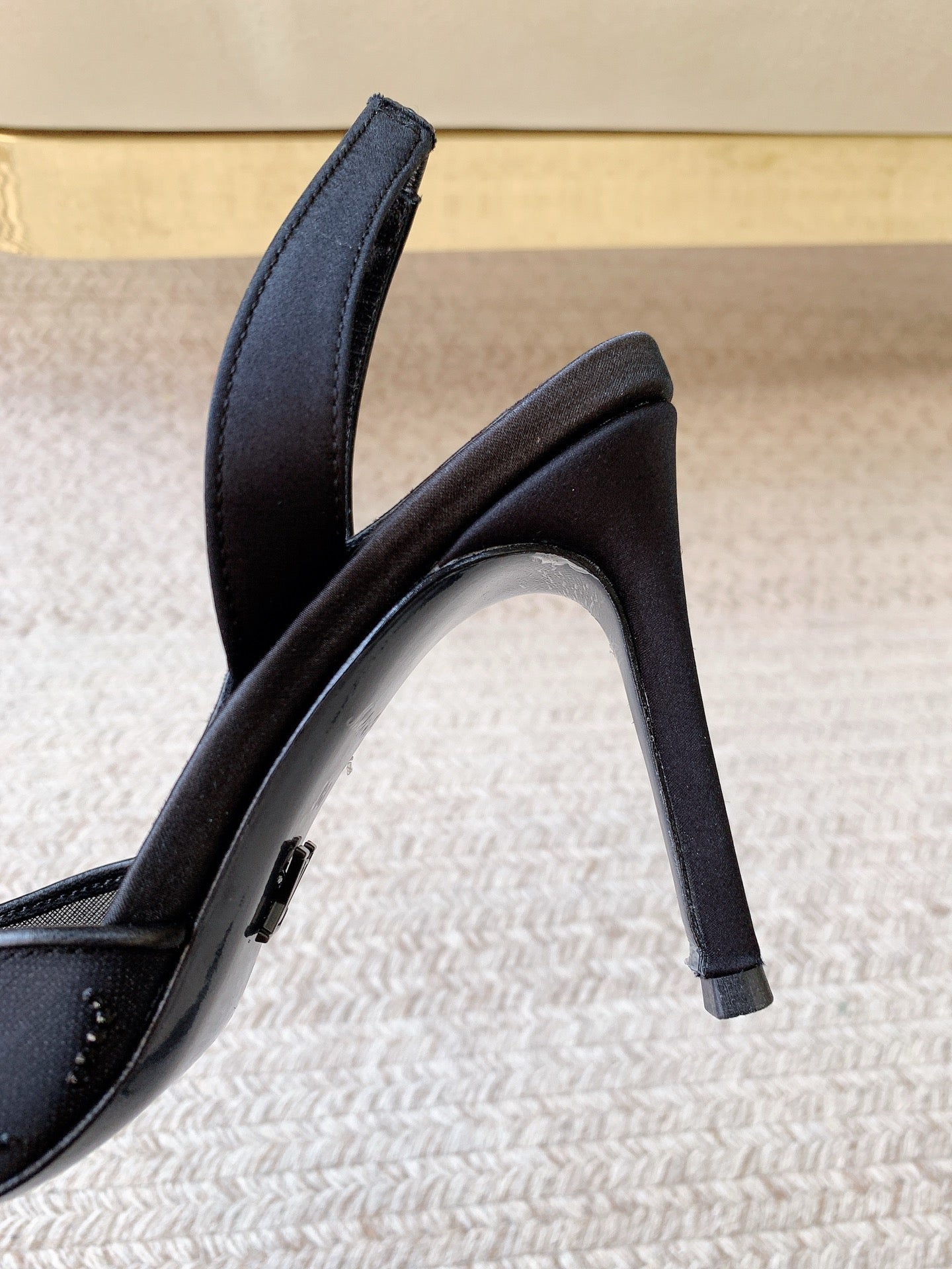 LV 26ss Slingback Black Mesh Leather 669996