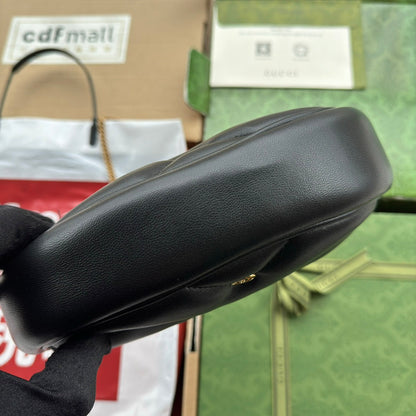 gg marmont half-moon shaped 21cm black calfskin gold hardware