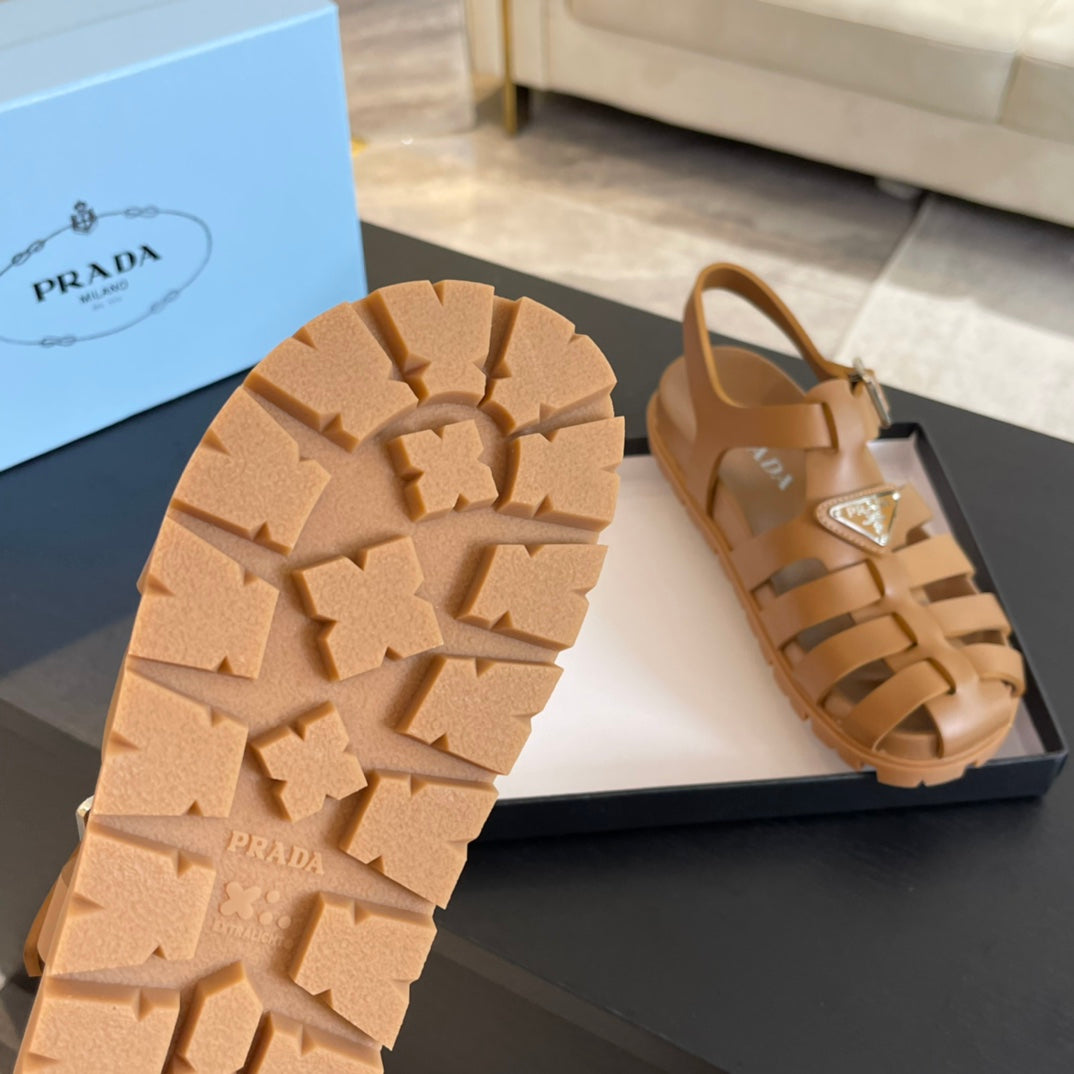 PRA RUBBER FISHERMAN SANDALS BRONZE CALFSKIN