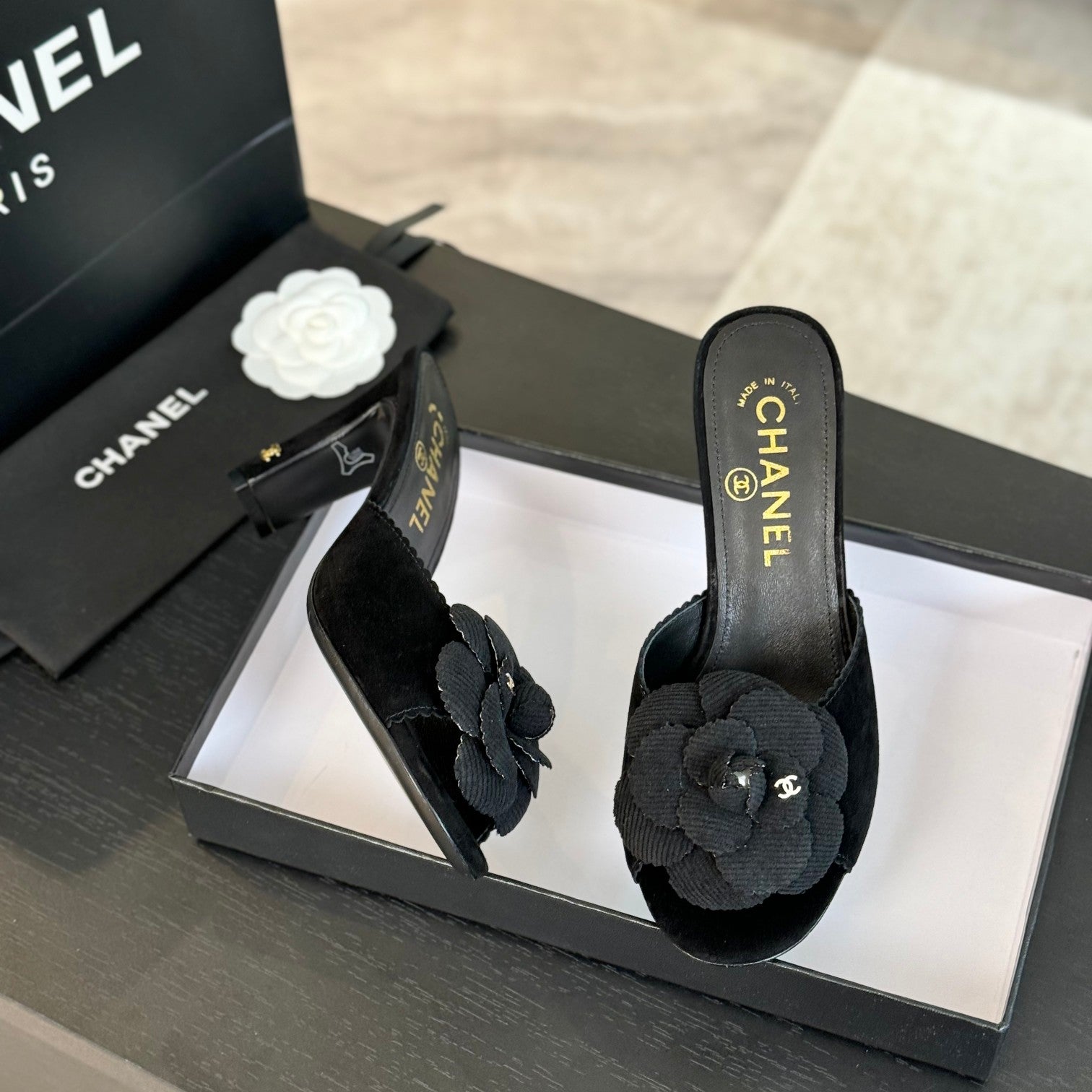 CC Mules 80mm Black Suede