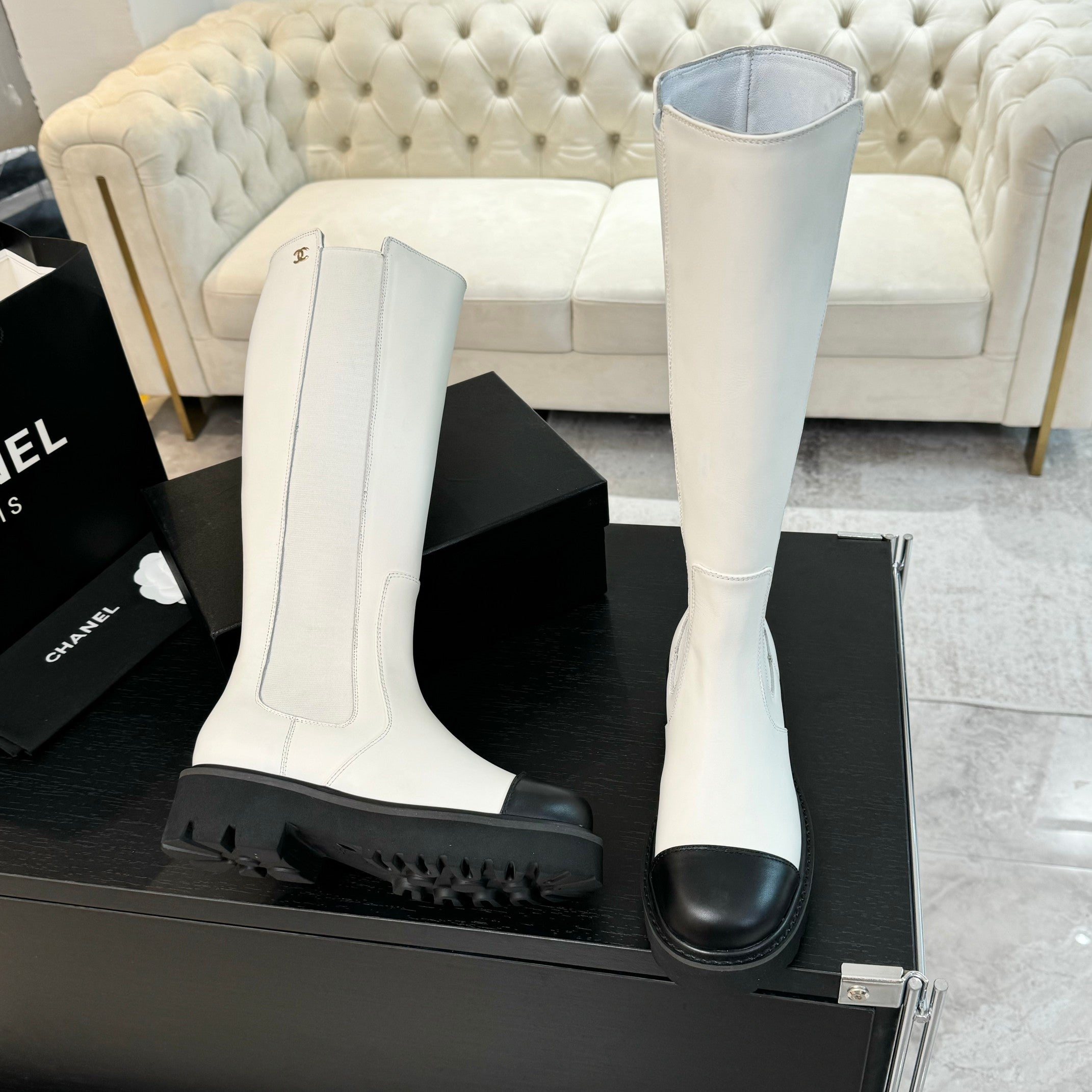 CC Chelsea High Boots White Cowhide